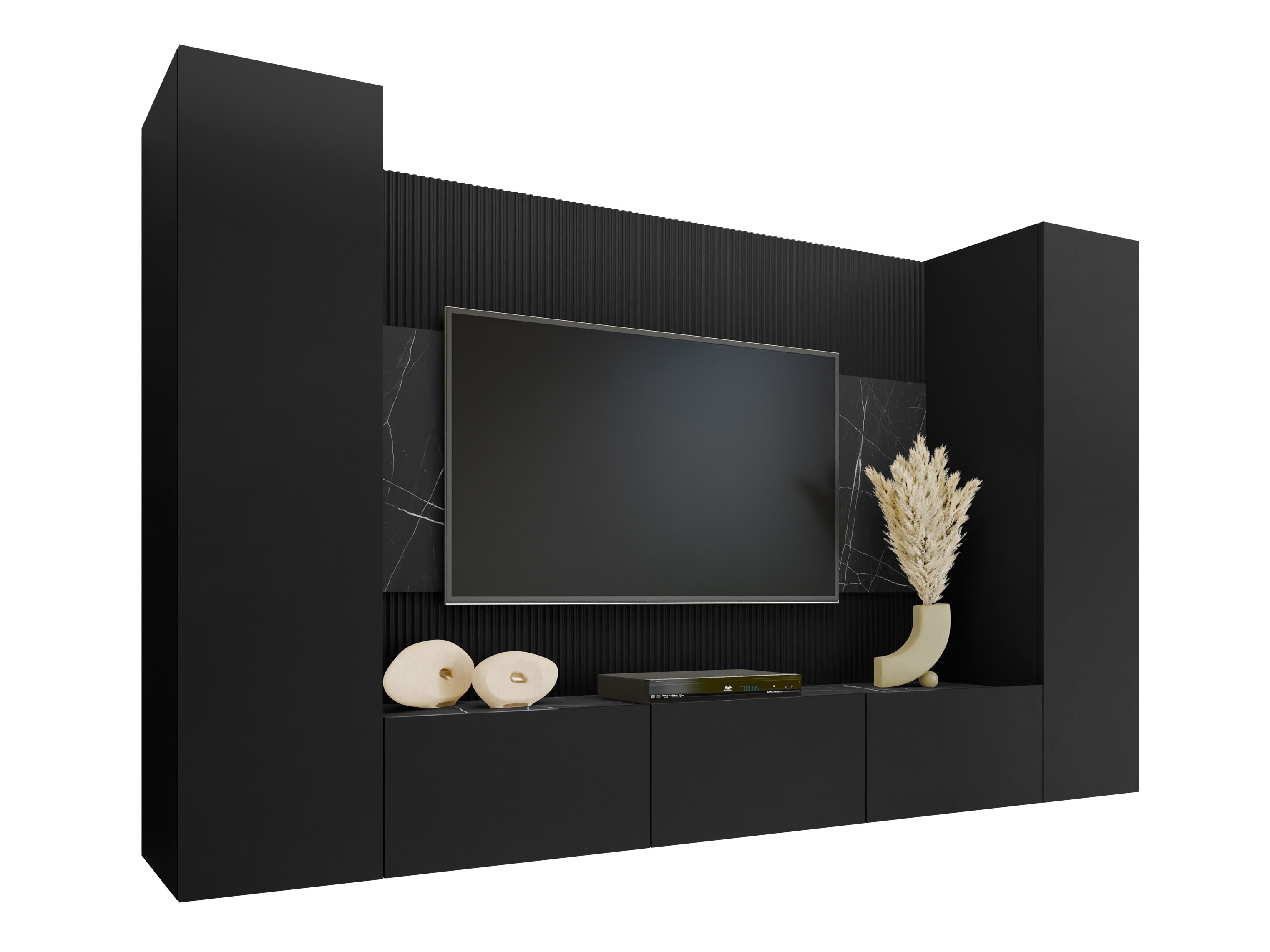 Conjunto para sala de estar Comfivo Salix V (Preto + Mármore preto)
