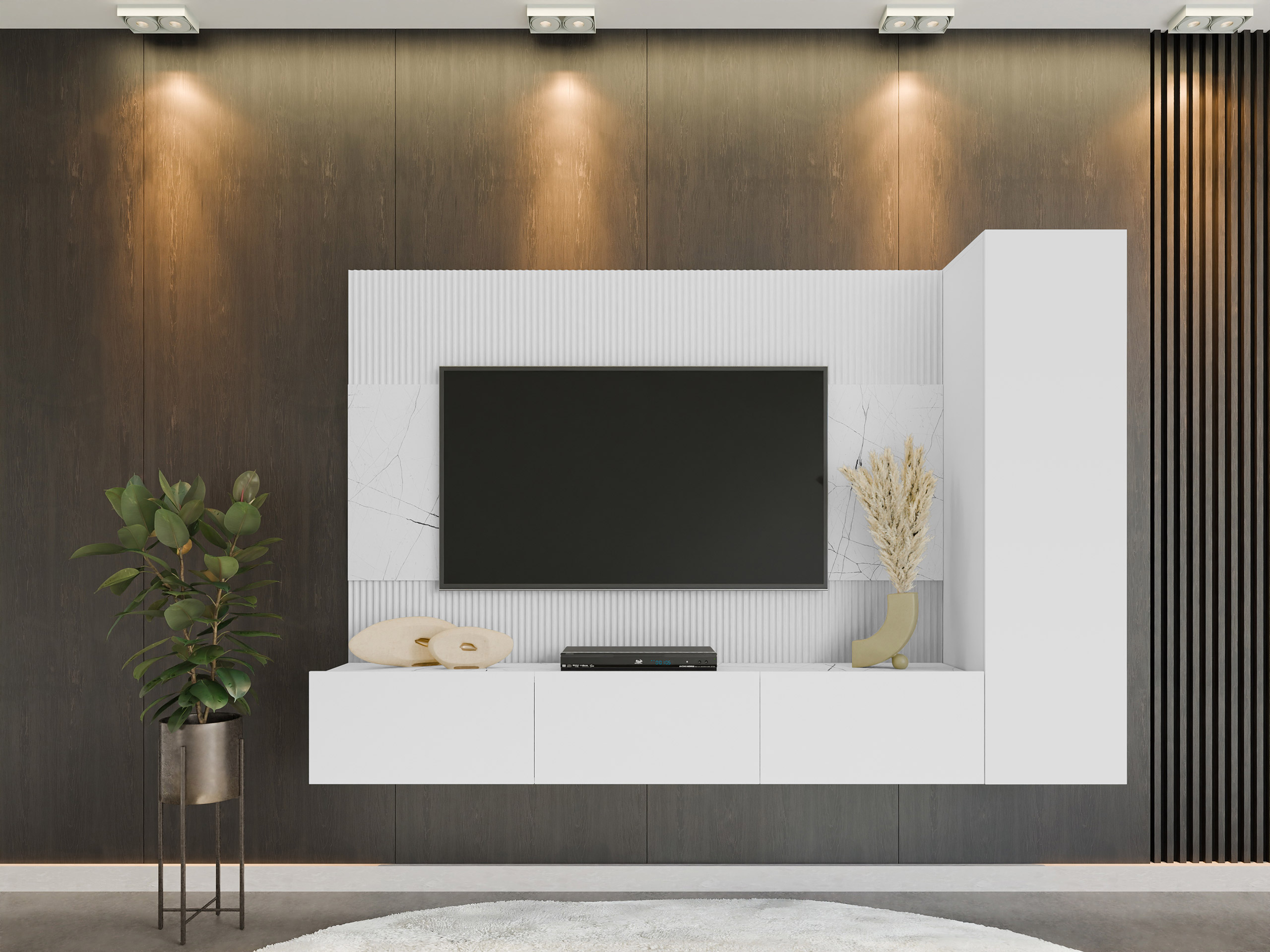 Conjunto para sala de estar Comfivo Salix VI (Branco + Marmore branco)