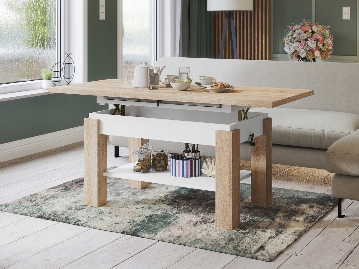 Mesa de centro extensível Glendale 100 (Carvalho sonoma + Branco)