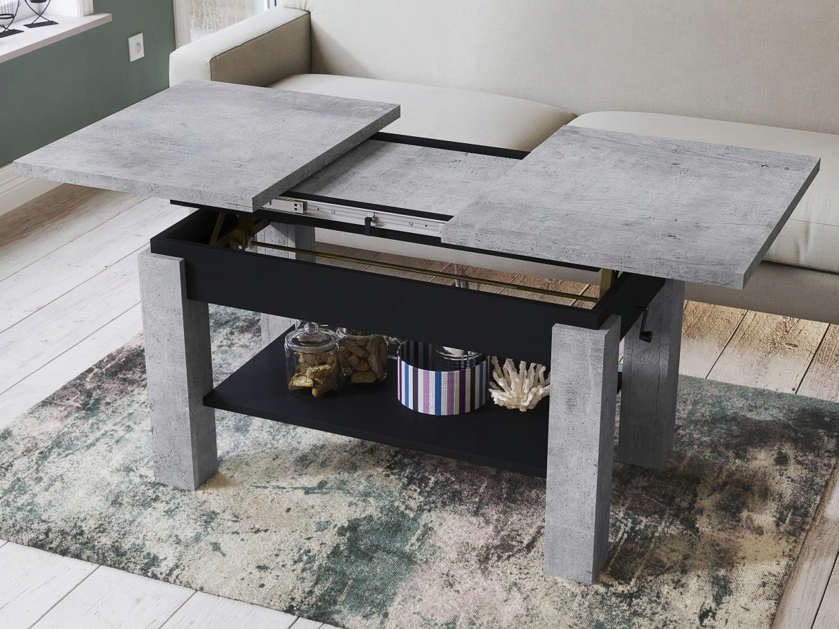 Transforming mesa de centro Glendale 100 (Cimento + Preto)