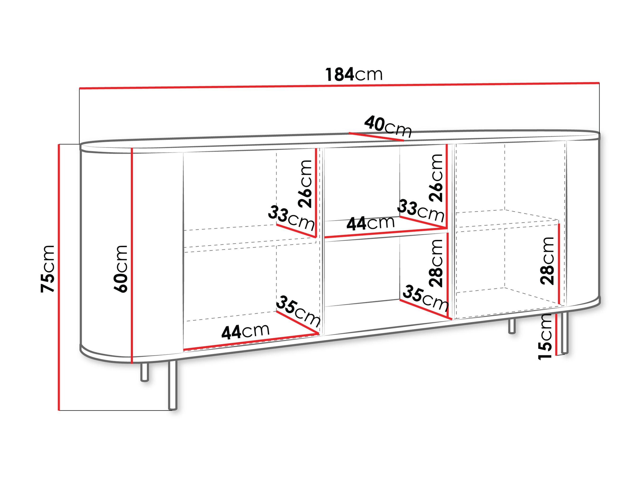 Aparador Comfivo Livtena I (Mármore preto + Preto)