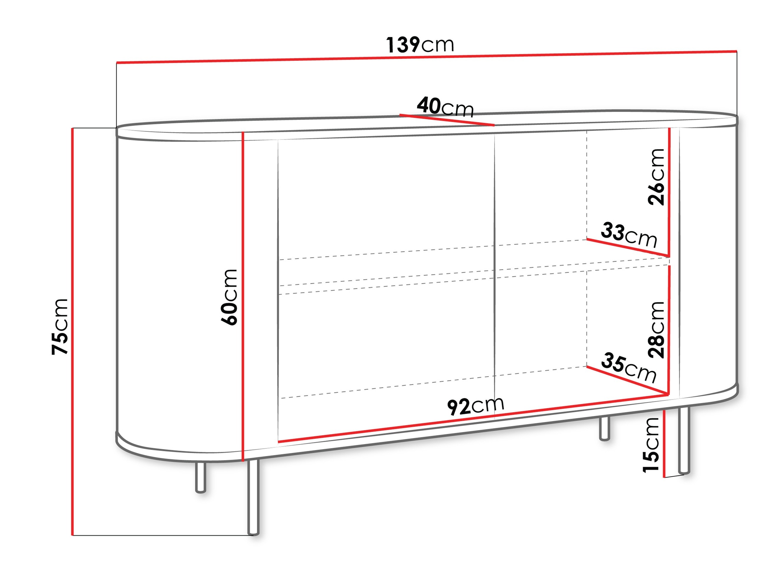 Aparador Comfivo Livtena (Mármore preto + Preto)