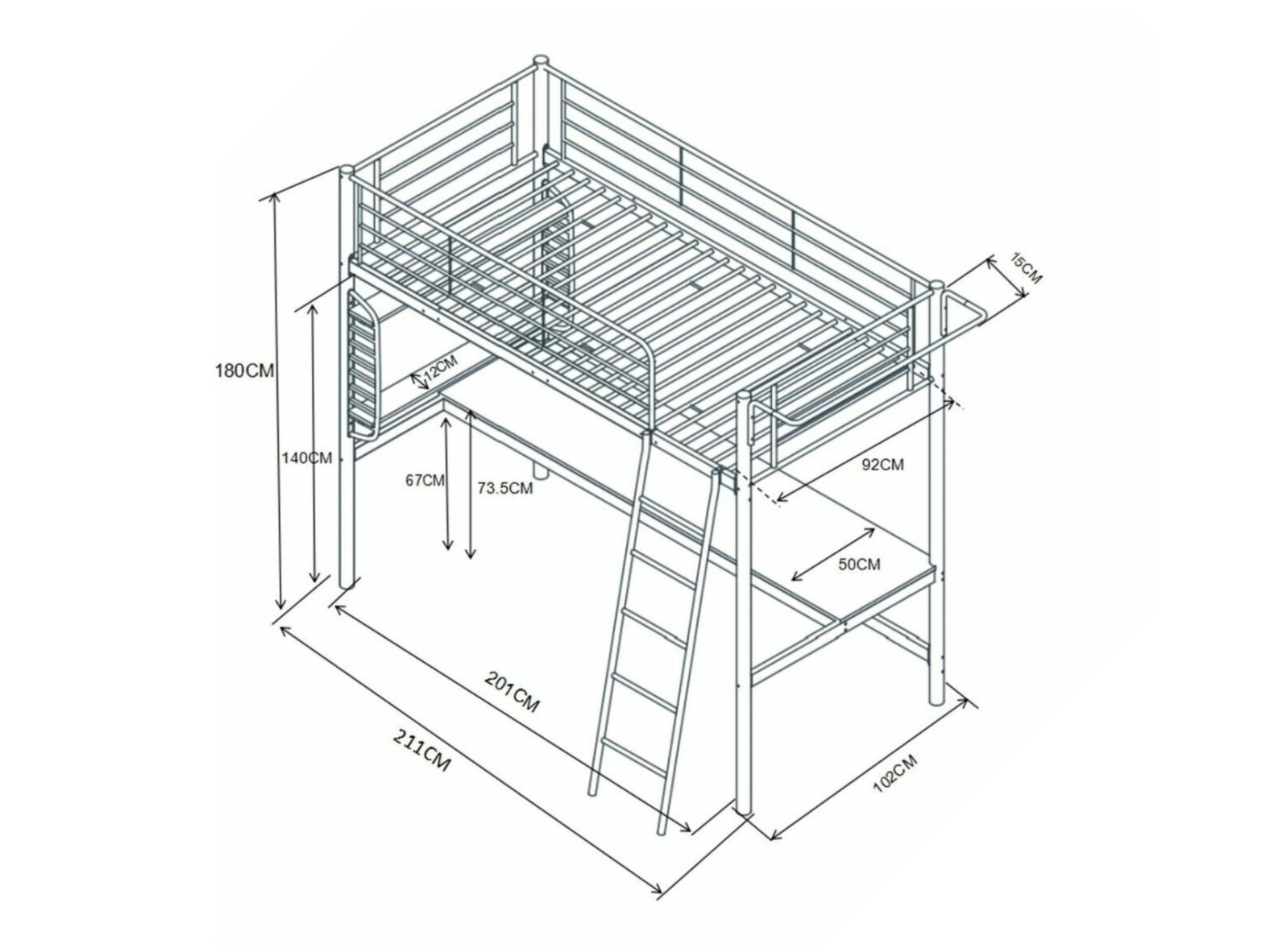 Cama alta Houston 1974