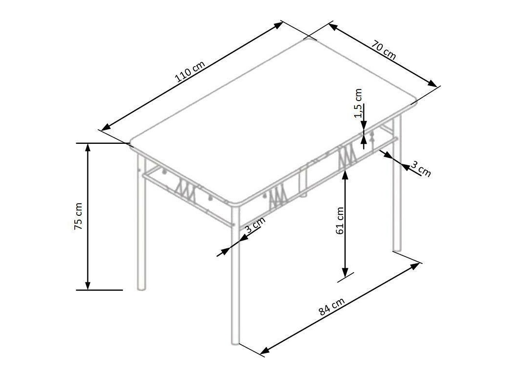 Conjunto para refeições Houston 1251 (Carvalho + Preto)