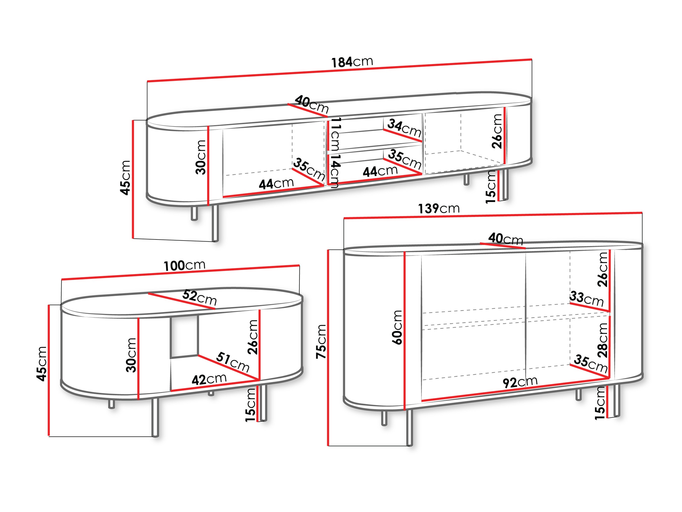 Conjunto para sala de estar Comfivo Livtena 105 (Mármore preto + Preto)