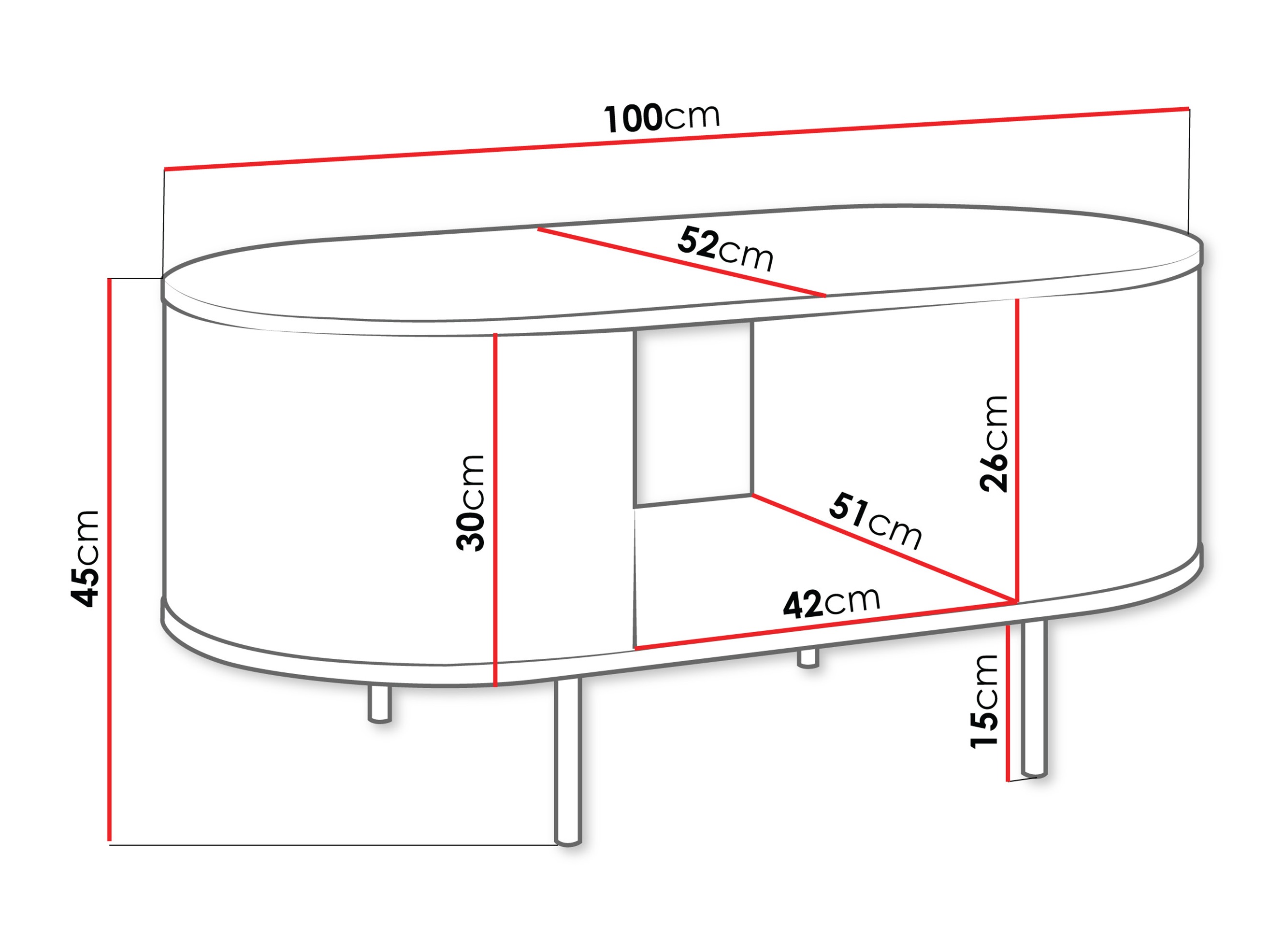 Mesa de centro Comfivo Livtena 104 (Mármore preto + Preto)