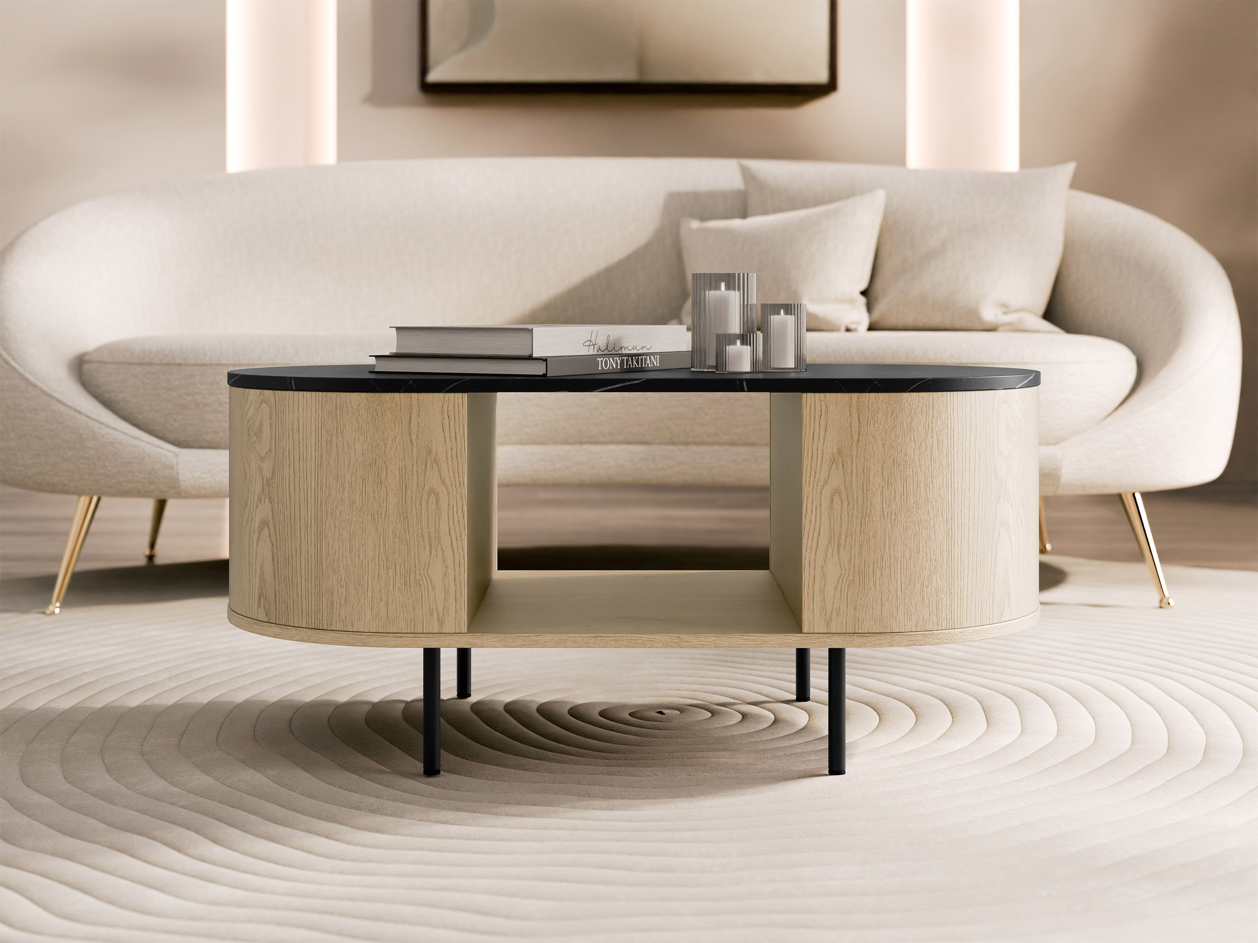 Mesa para revistas Comfivo Livtena 104 (Mármore preto + Preto)