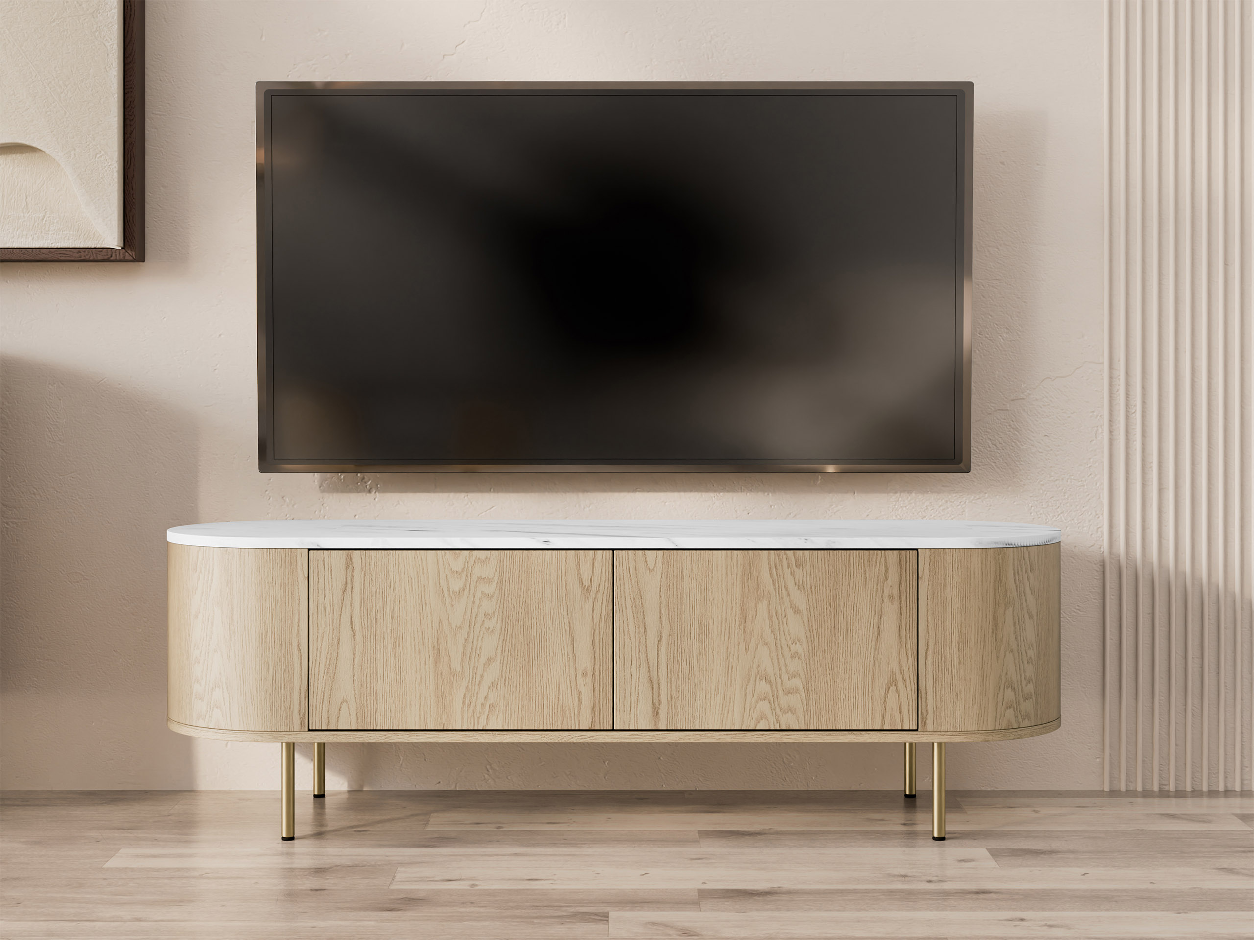 Móvel de TV Comfivo Livtena (Marmore branco + Dourado)
