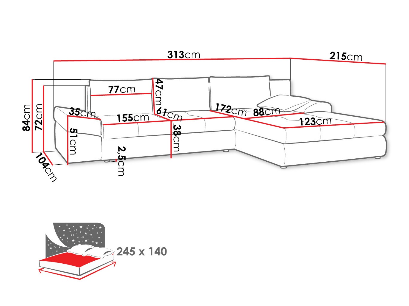 Sofá de canto Memoria (Inari 95)