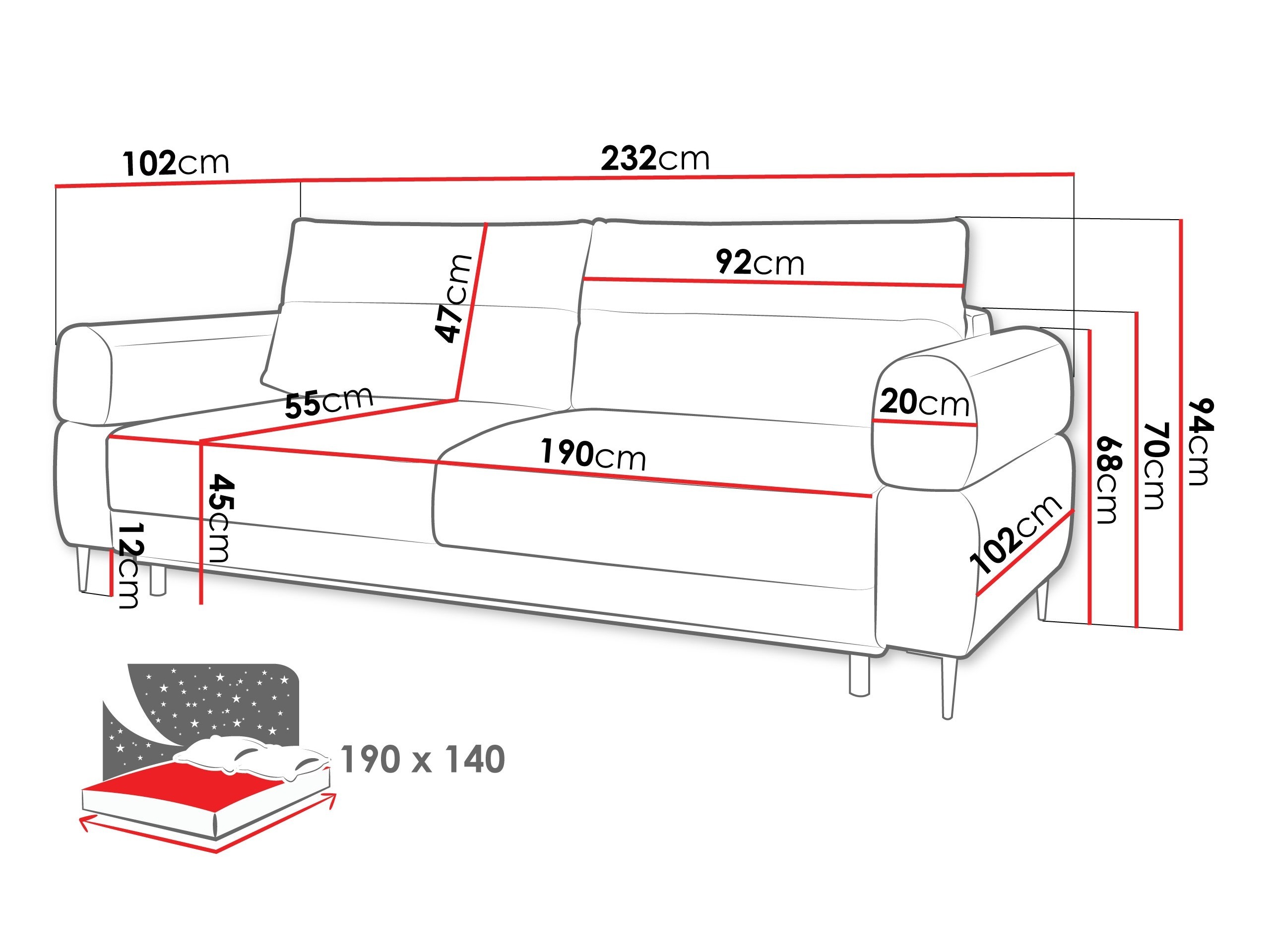 Sofá-cama ComfiDream Celel (Blur 19)