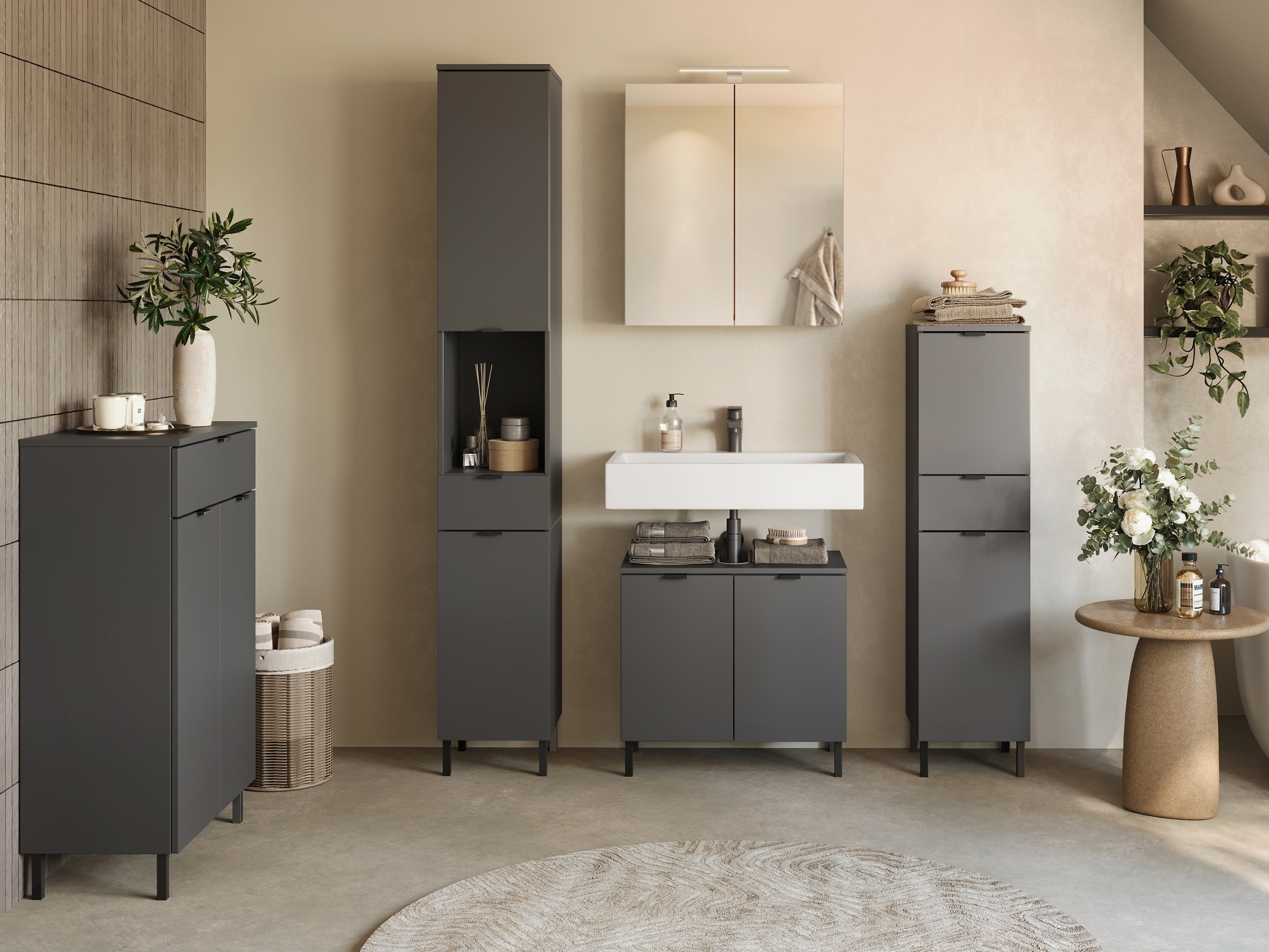 Armário colocado para casa de banho Felfere 106 (Grafite)
