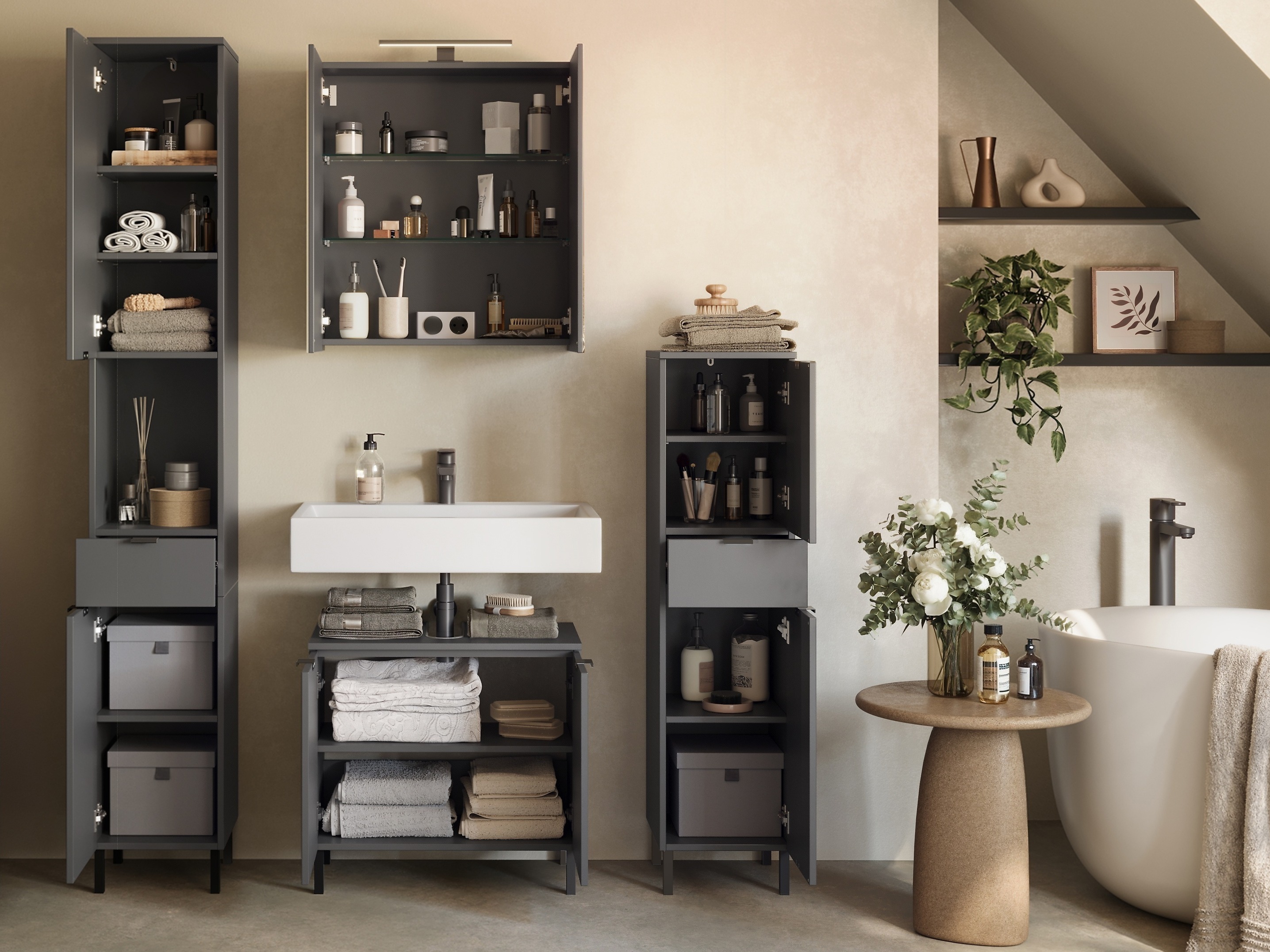 Conjunto para casa de banho Felfere 108 (Antracite)