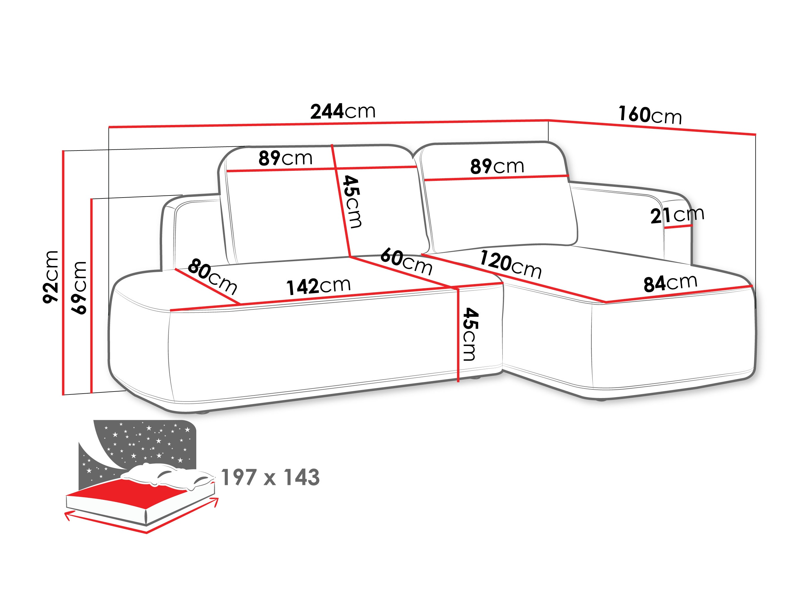 Sofá de canto ComfiDream Celena (Perfect Harmony 02)