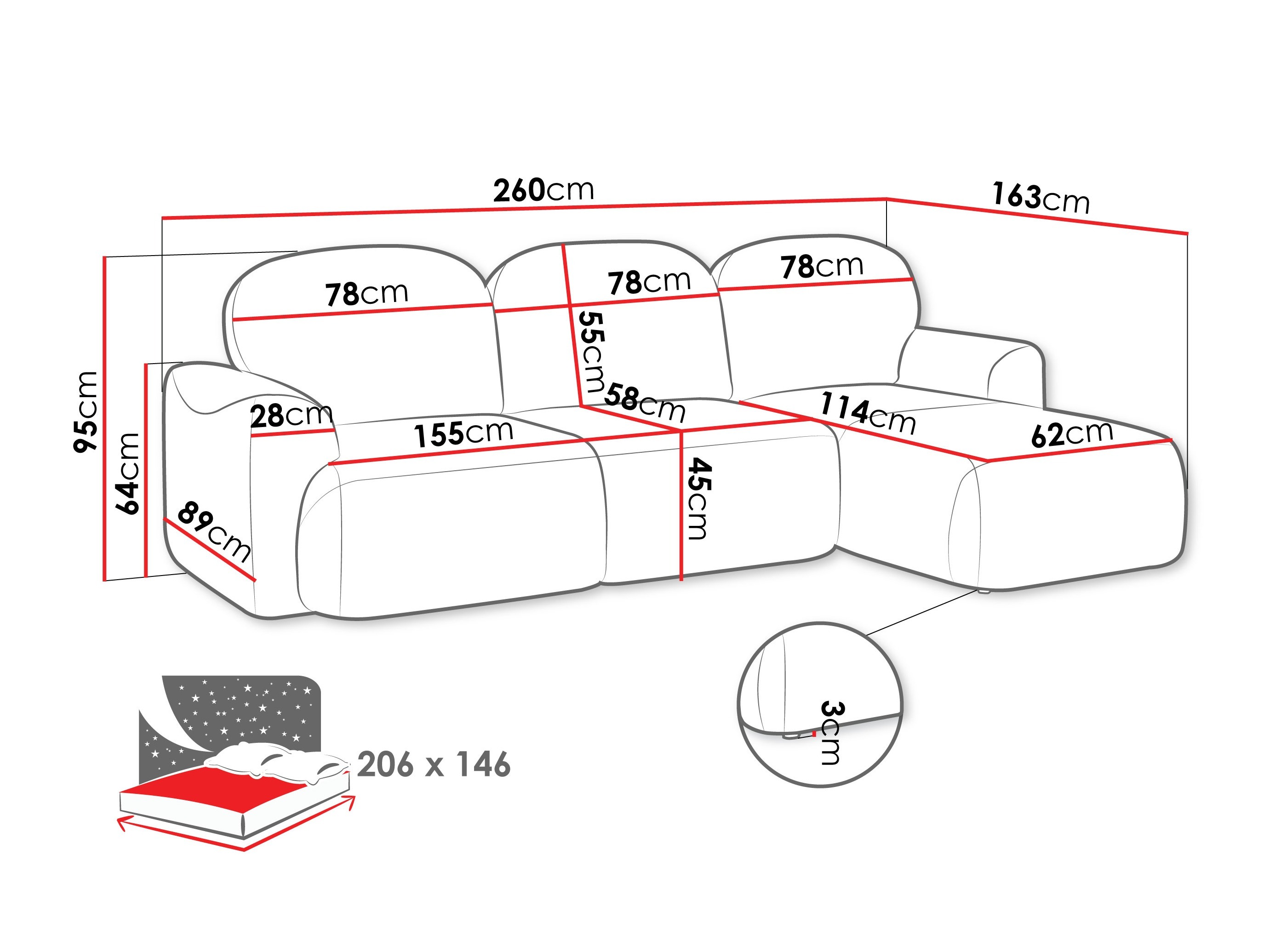 Sofá de canto ComfiDream Fjoruna (Cremona 96)