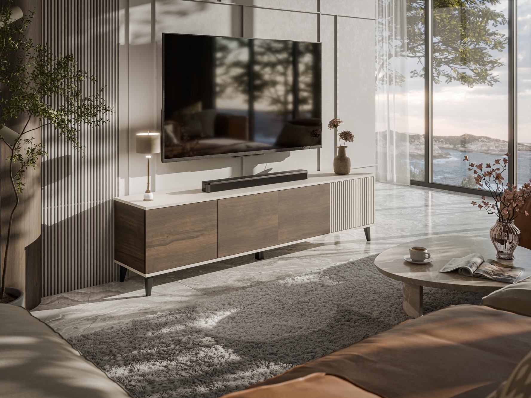 Móvel de TV Luelia 114 (Nogueira + Caxemira)