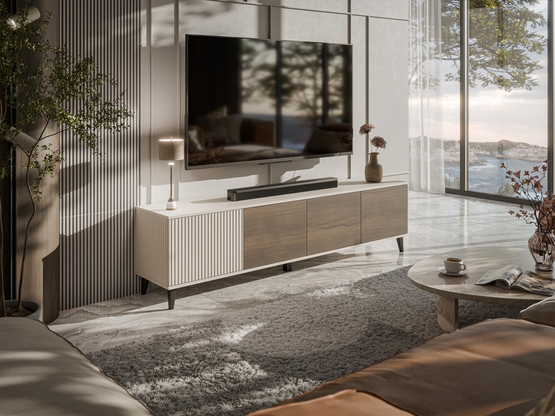 Móvel de TV Luelia 114 (Nogueira + Caxemira)