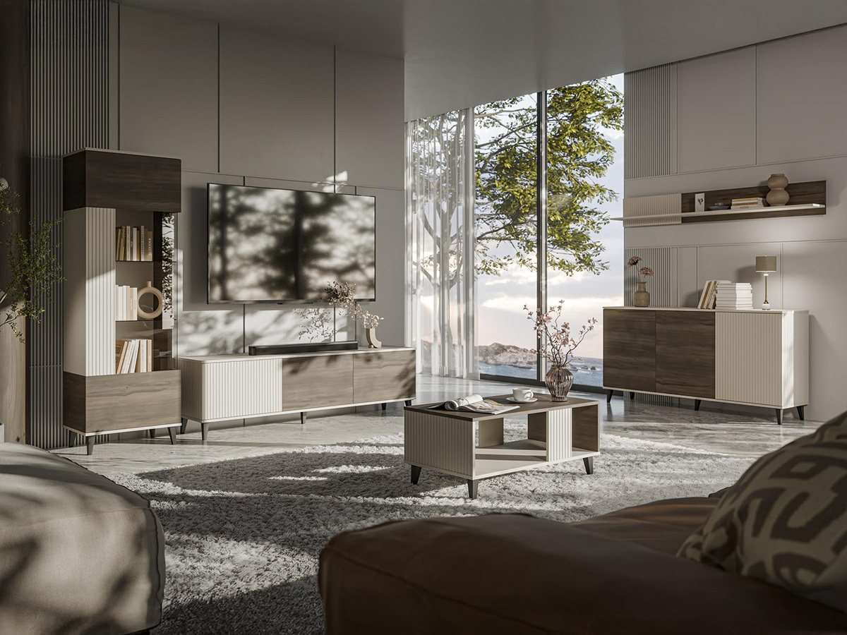 Móvel de TV Luelia 114 (Nogueira + Caxemira)