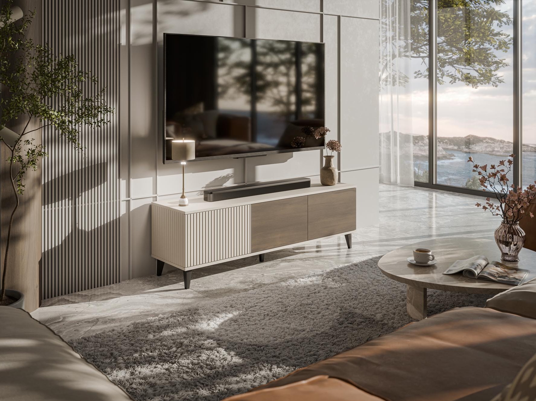 Móvel de TV Luelia 115 (Nogueira + Caxemira)