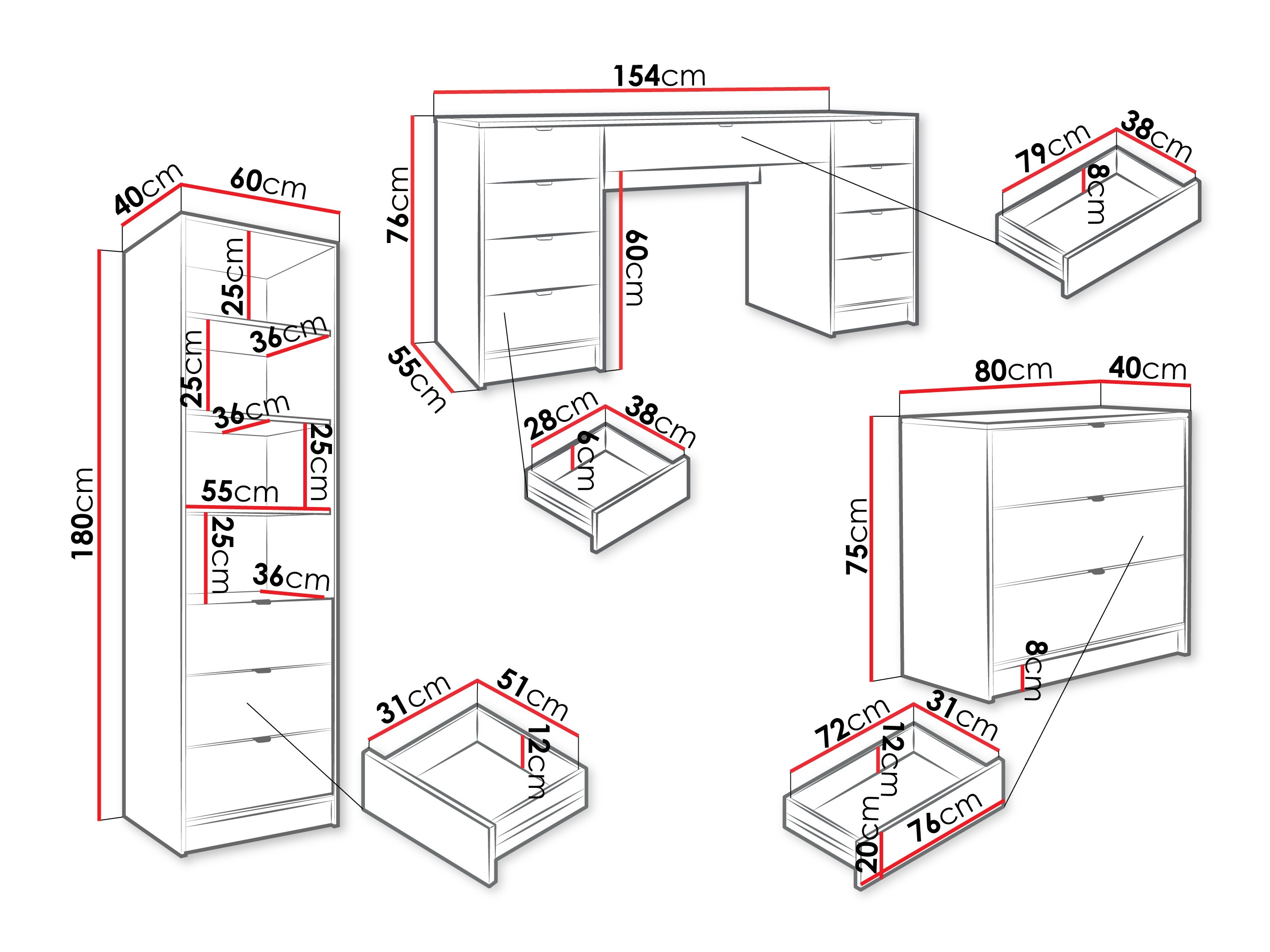 Conjunto de escritório Comfivo Larmire 121 (Preto)