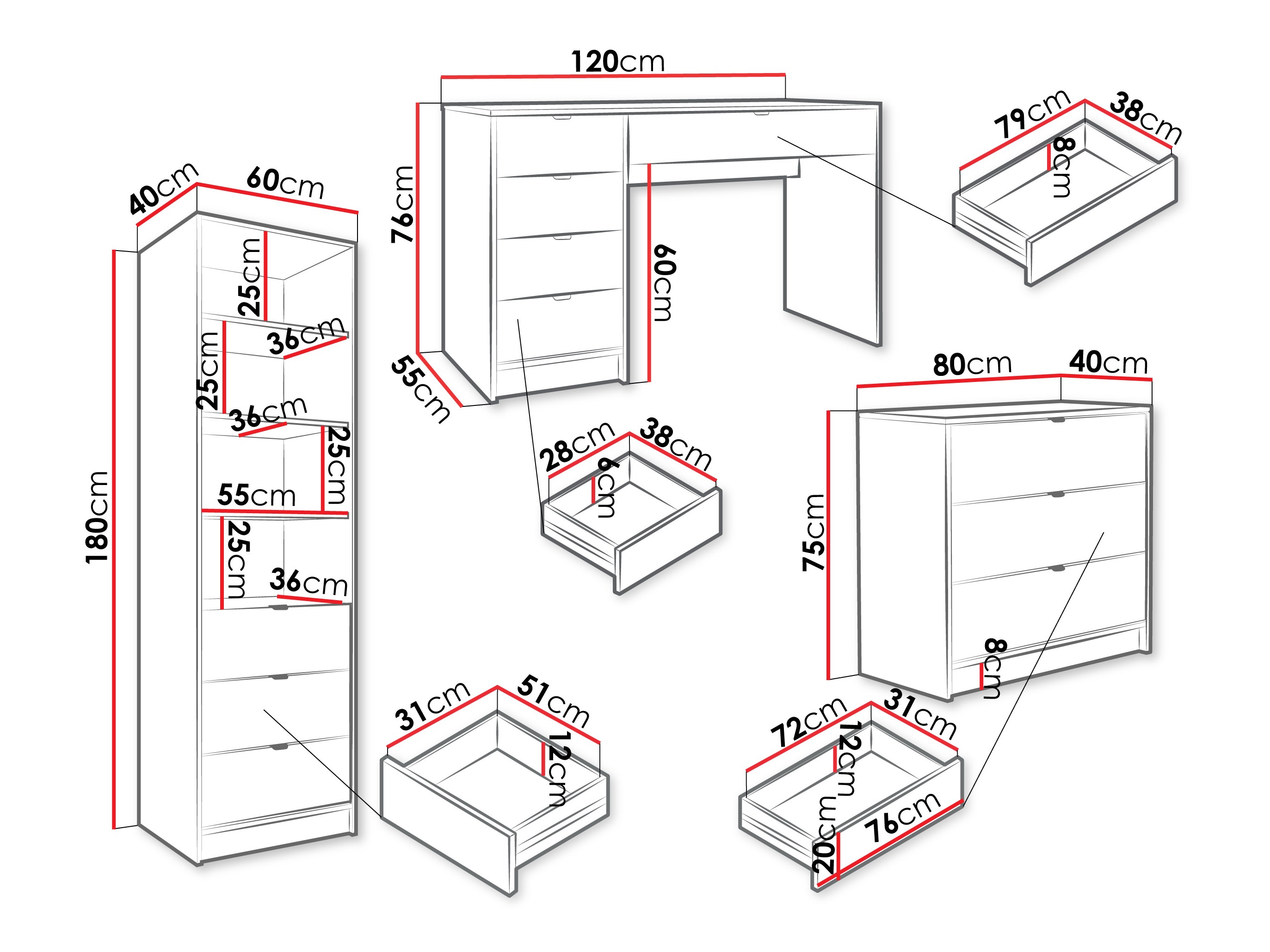 Conjunto para escritório em casa Comfivo Papilio V (Preto)