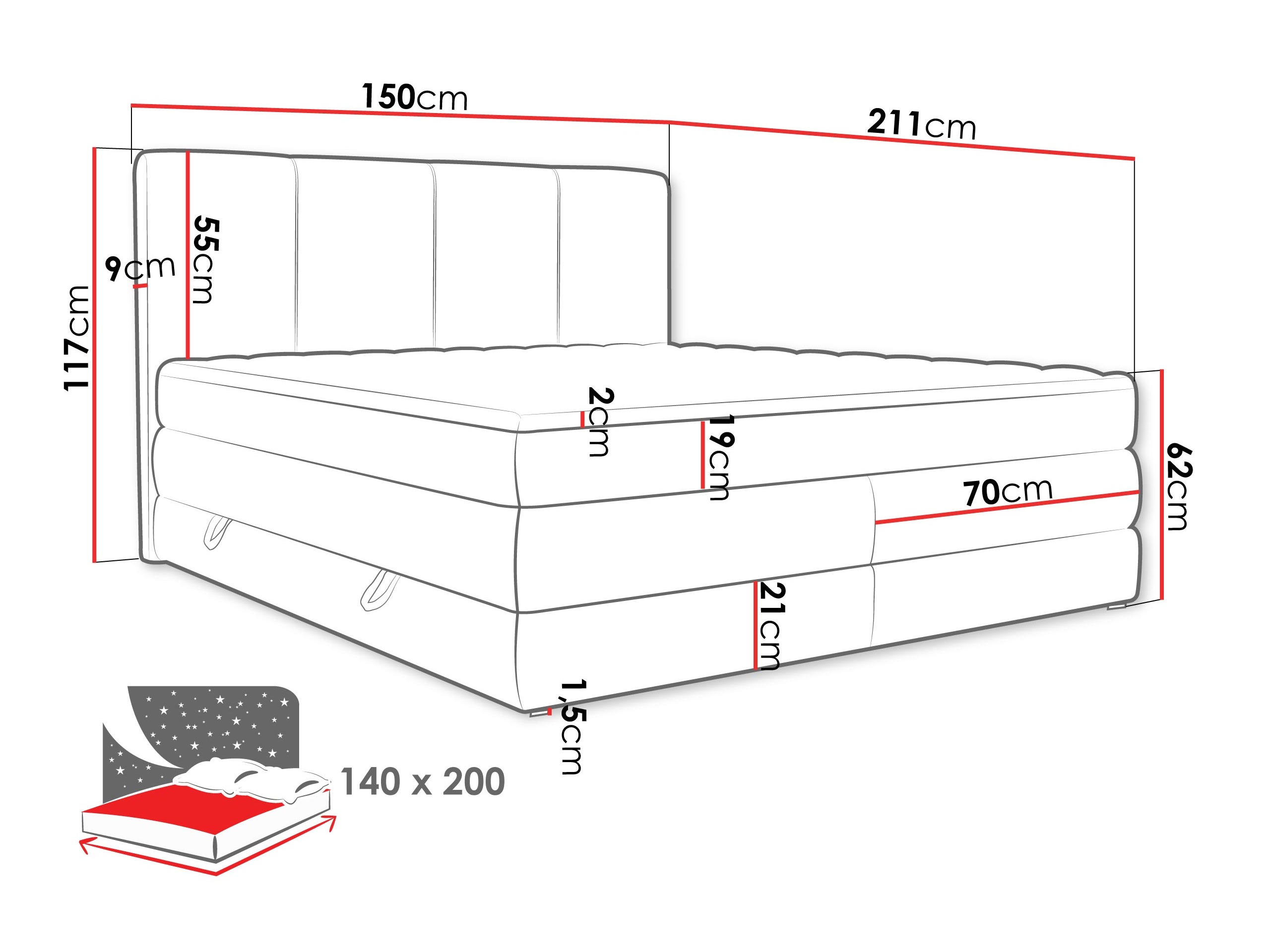 Cama continental ComfiDream 205 (Onega 03)