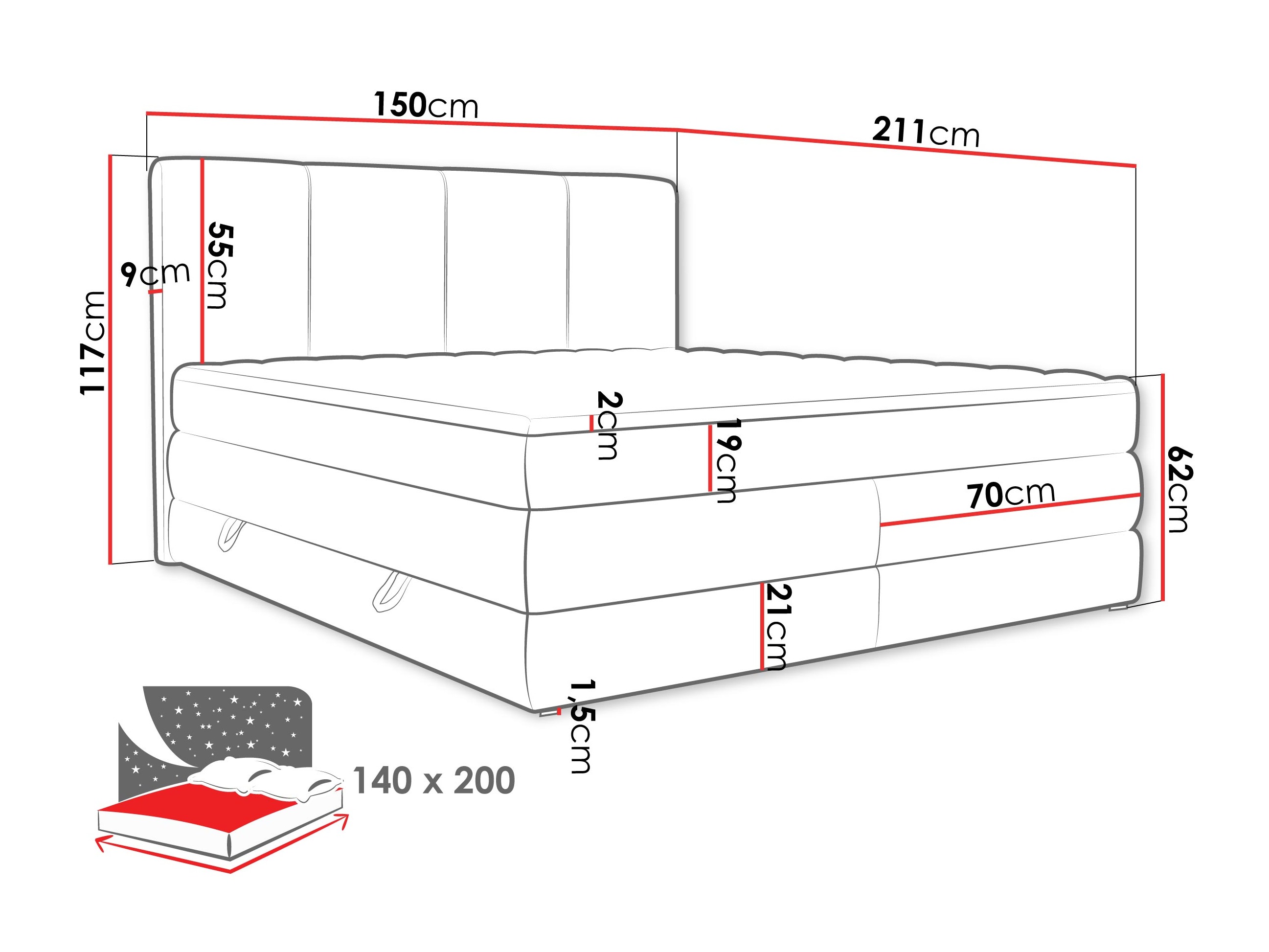 Cama continental ComfiDream 205 (Onega 07)
