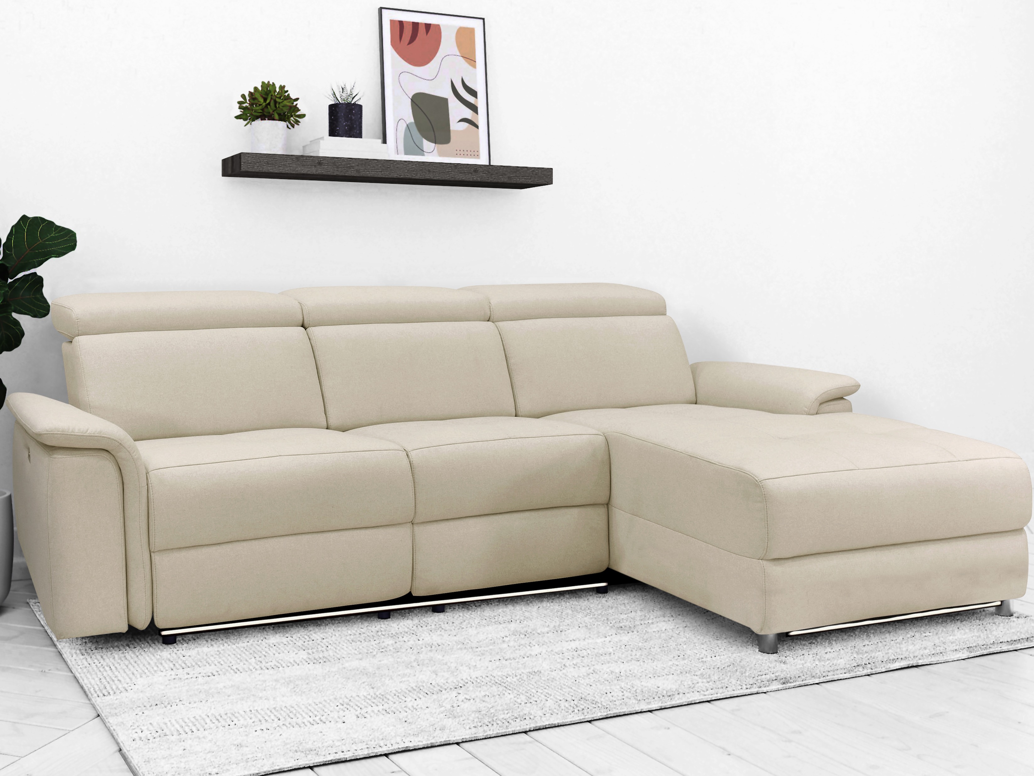Reclinável de ângulo suave Beldalo 106 (Creme)