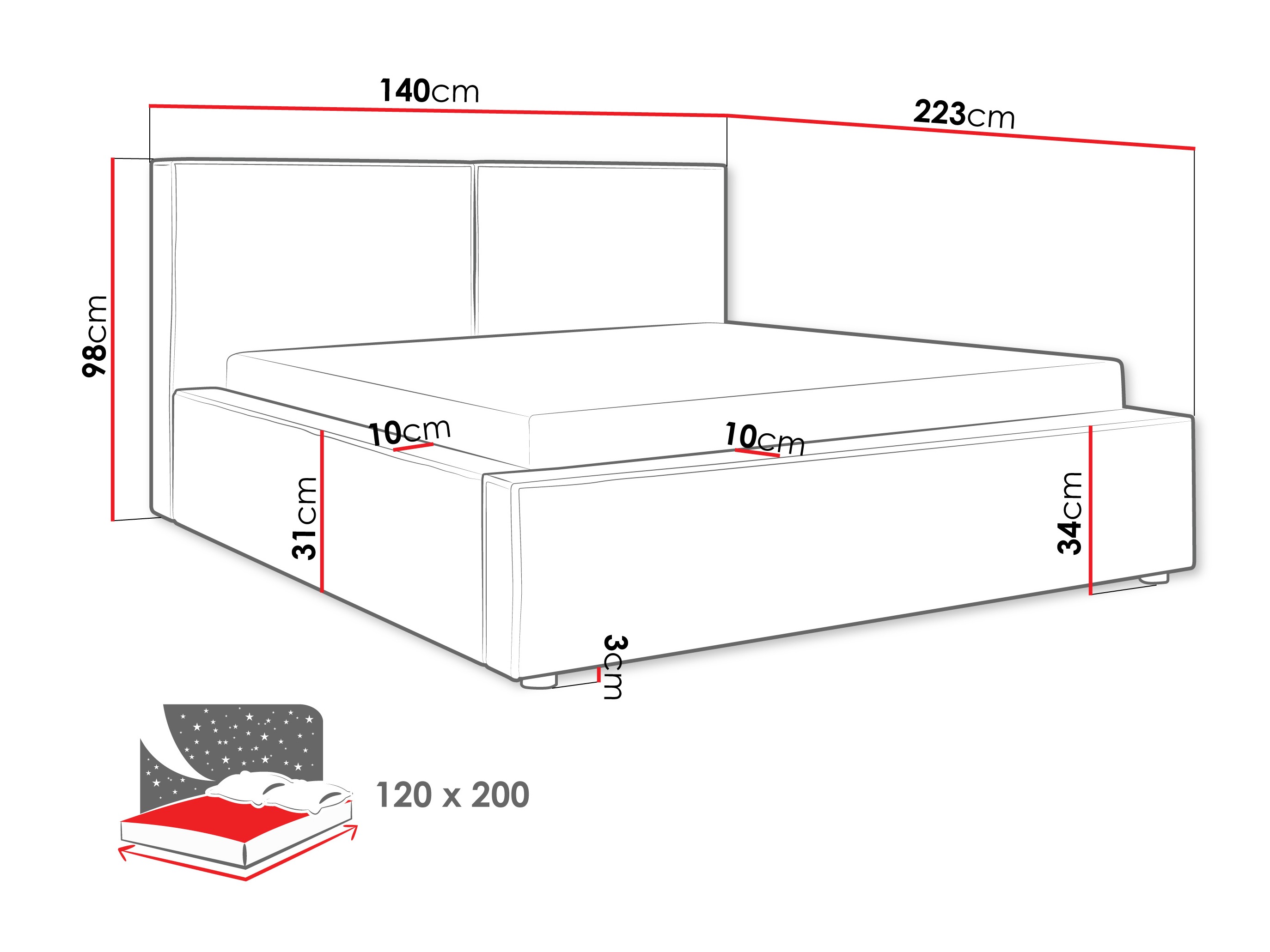Cama TrendyNest 117 (Coral 50)
