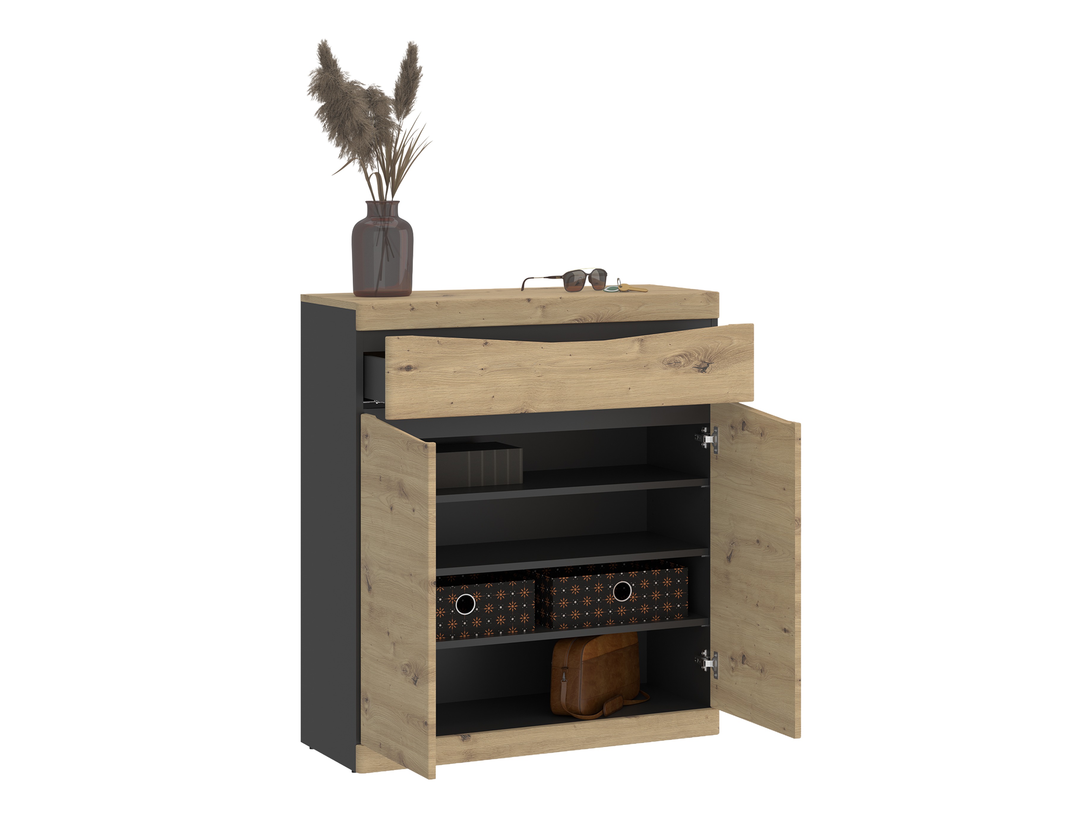 Conjunto de entrada Venlori 119 (Carvalho Artisan + Antracite)