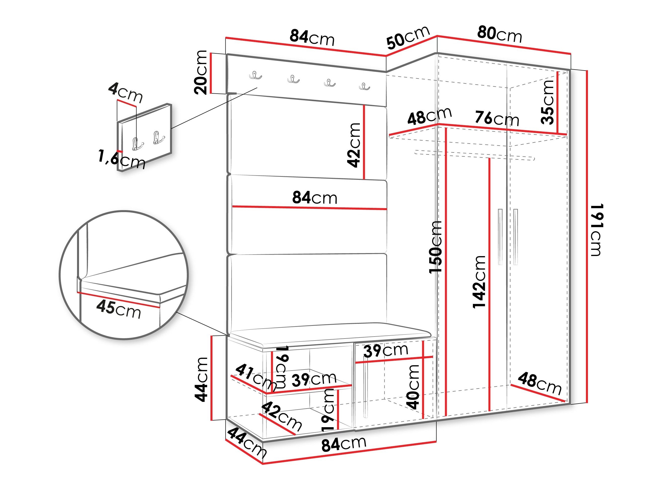 Conjunto para corredor Nitos I (Branco)