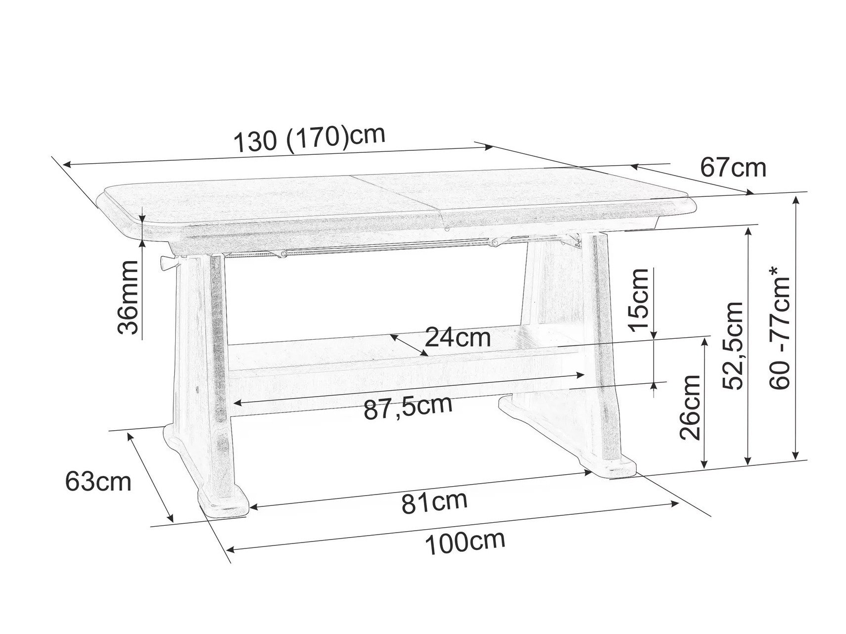 Mesa de centro extensível Detroit 811 (Castanha)