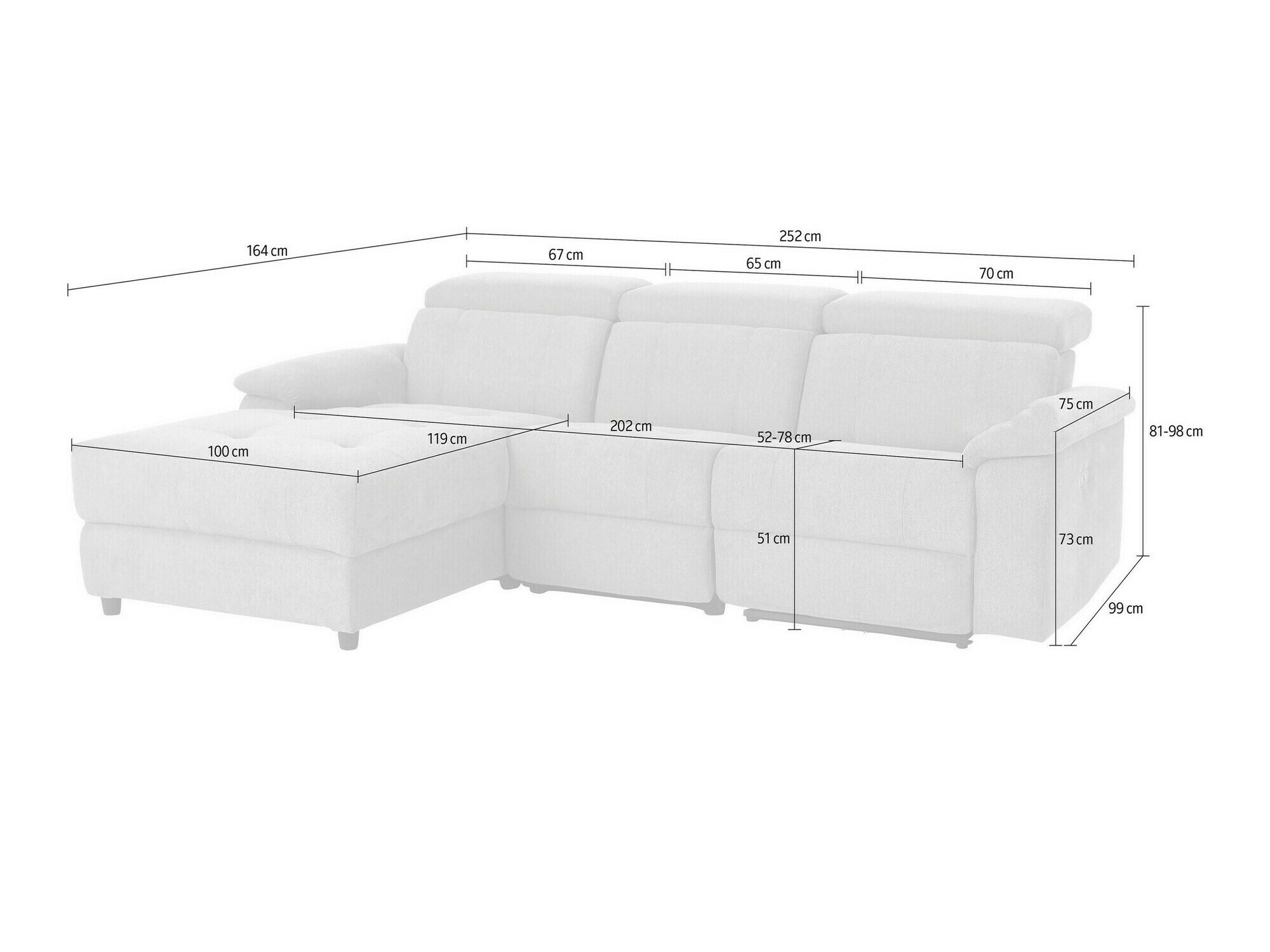 Reclinável de ângulo suave Denton 1503 (Castanho)