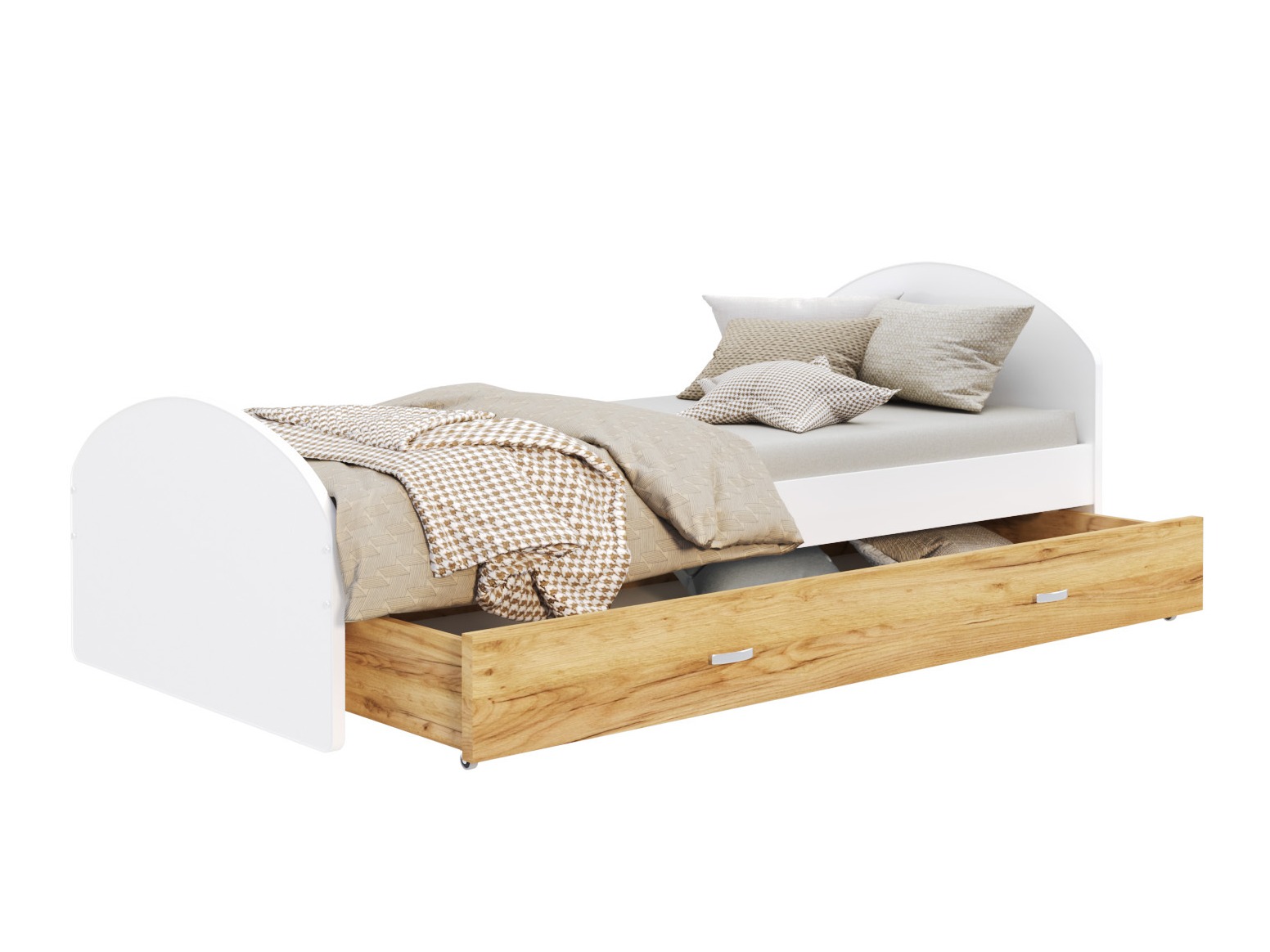 Cama Aurora 177 (Branco + Craft carvalho)