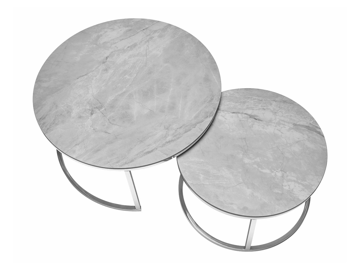 Conjunto de mesa de centro Detroit 676 (Cinzento mármore + Prata)