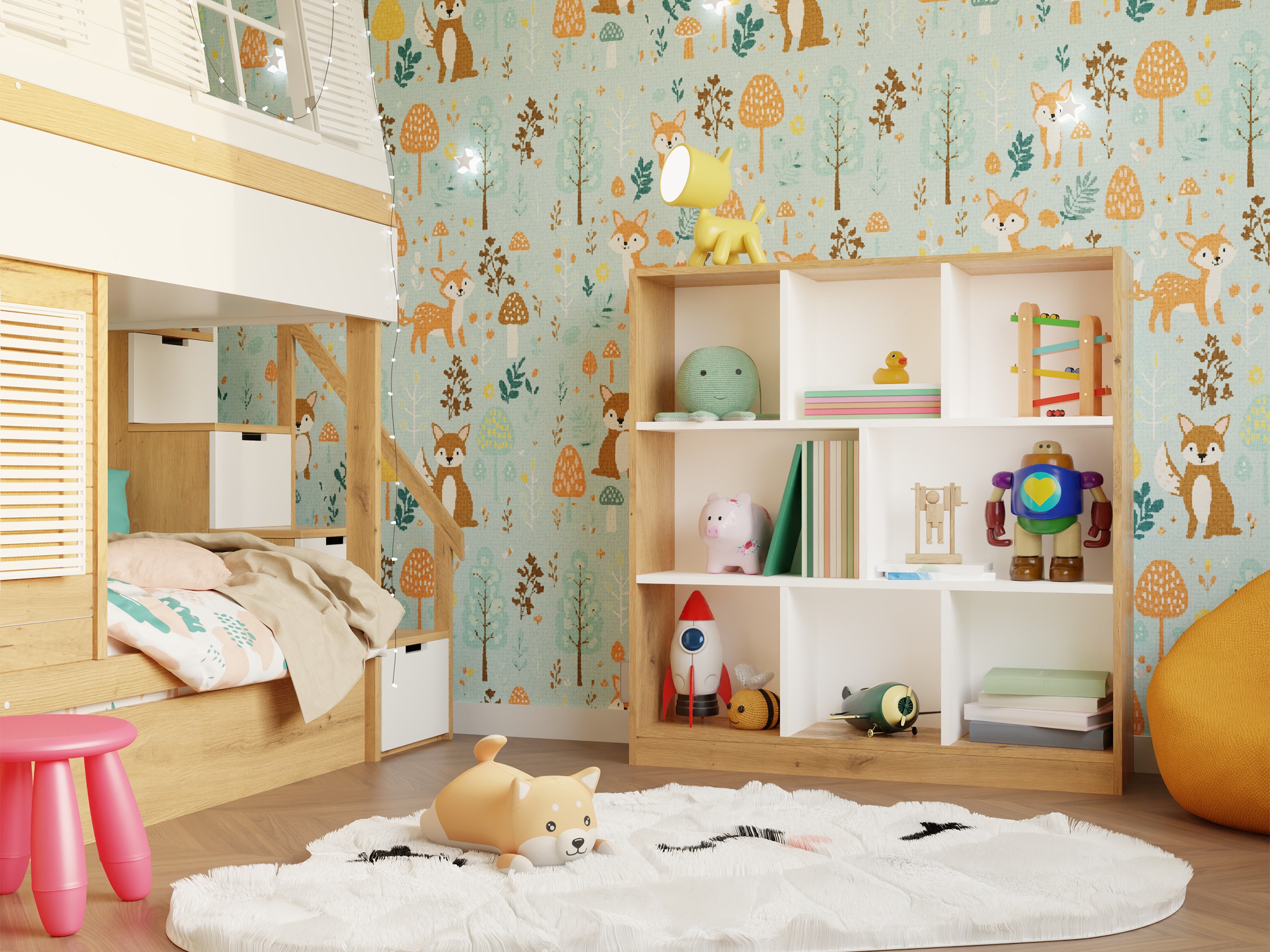 Estante Mandeville 307 (Branco + Carvalho Artisan)