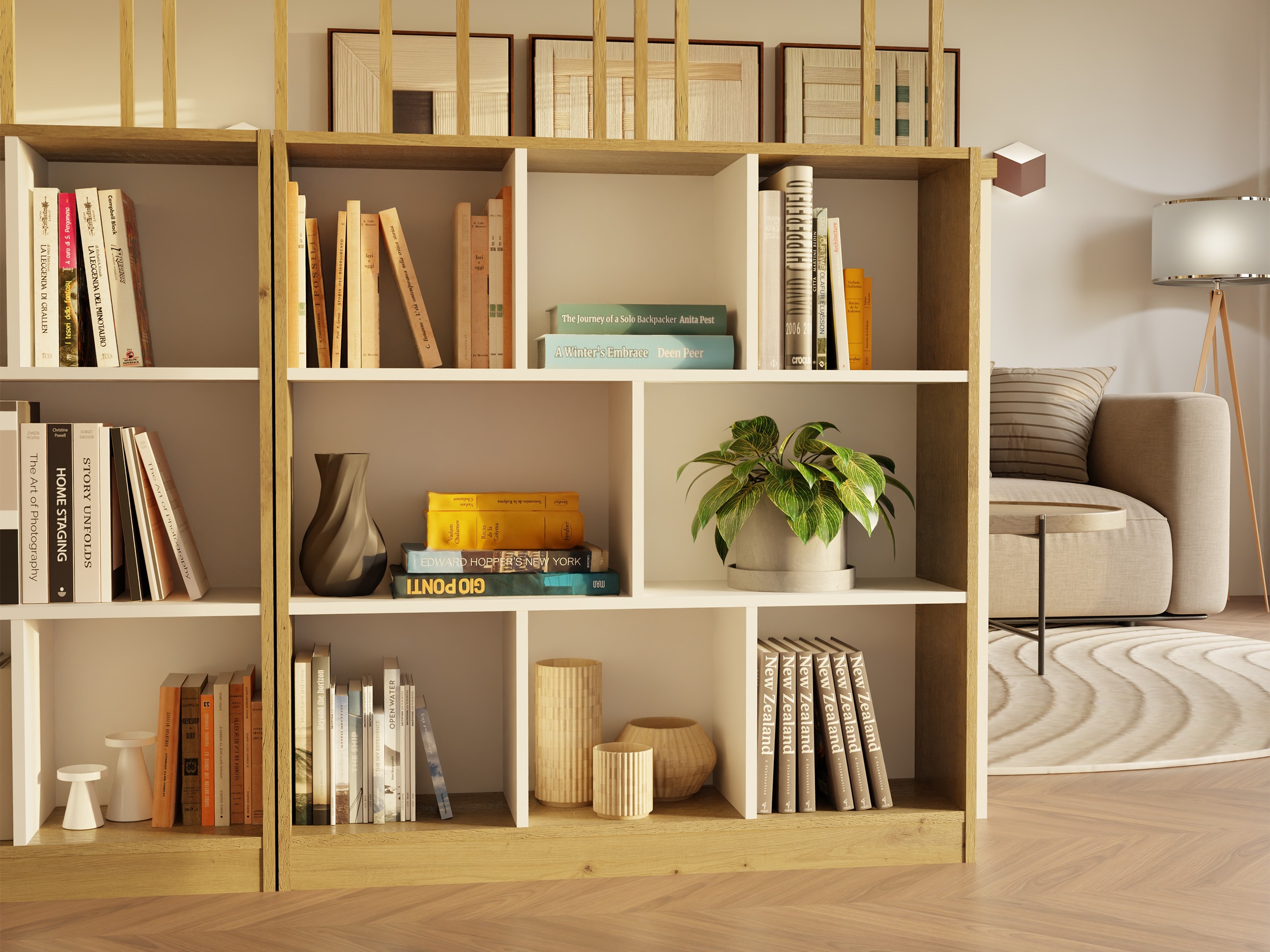 Estante Mandeville 307 (Branco + Carvalho Artisan)