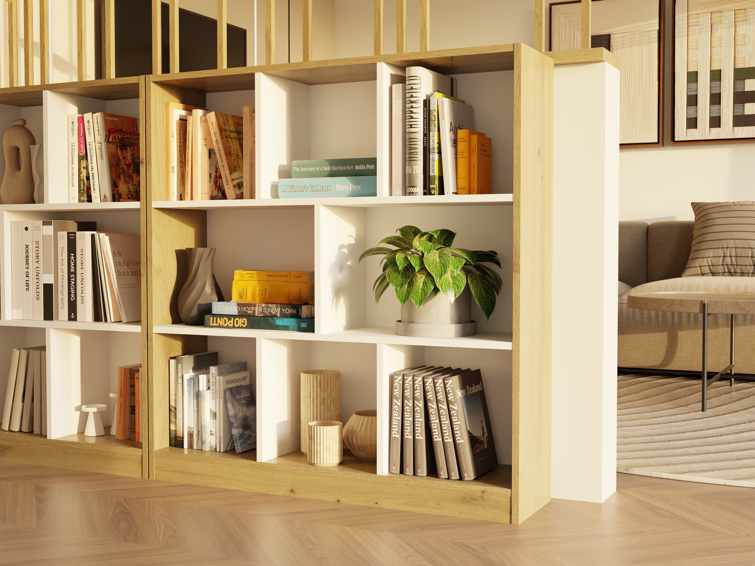 Estante Mandeville 307 (Branco + Carvalho Artisan)