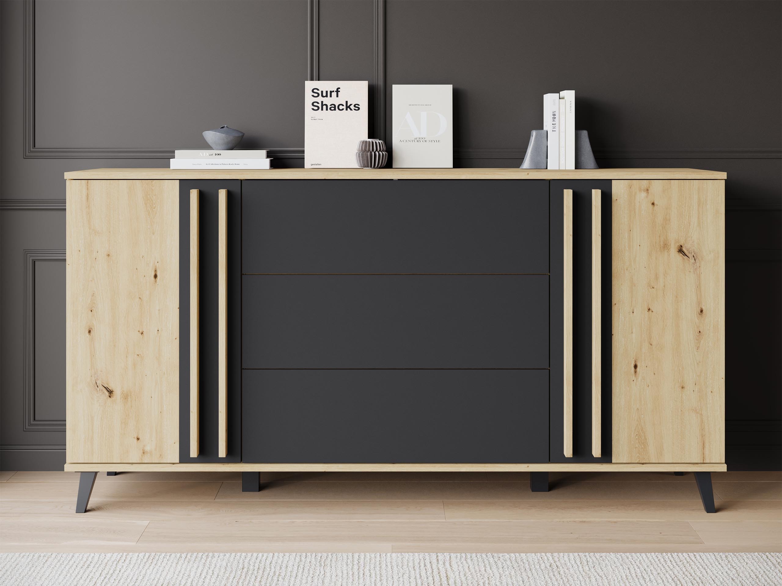 Cómoda Facetor (Carvalho Artisan + Grafite)