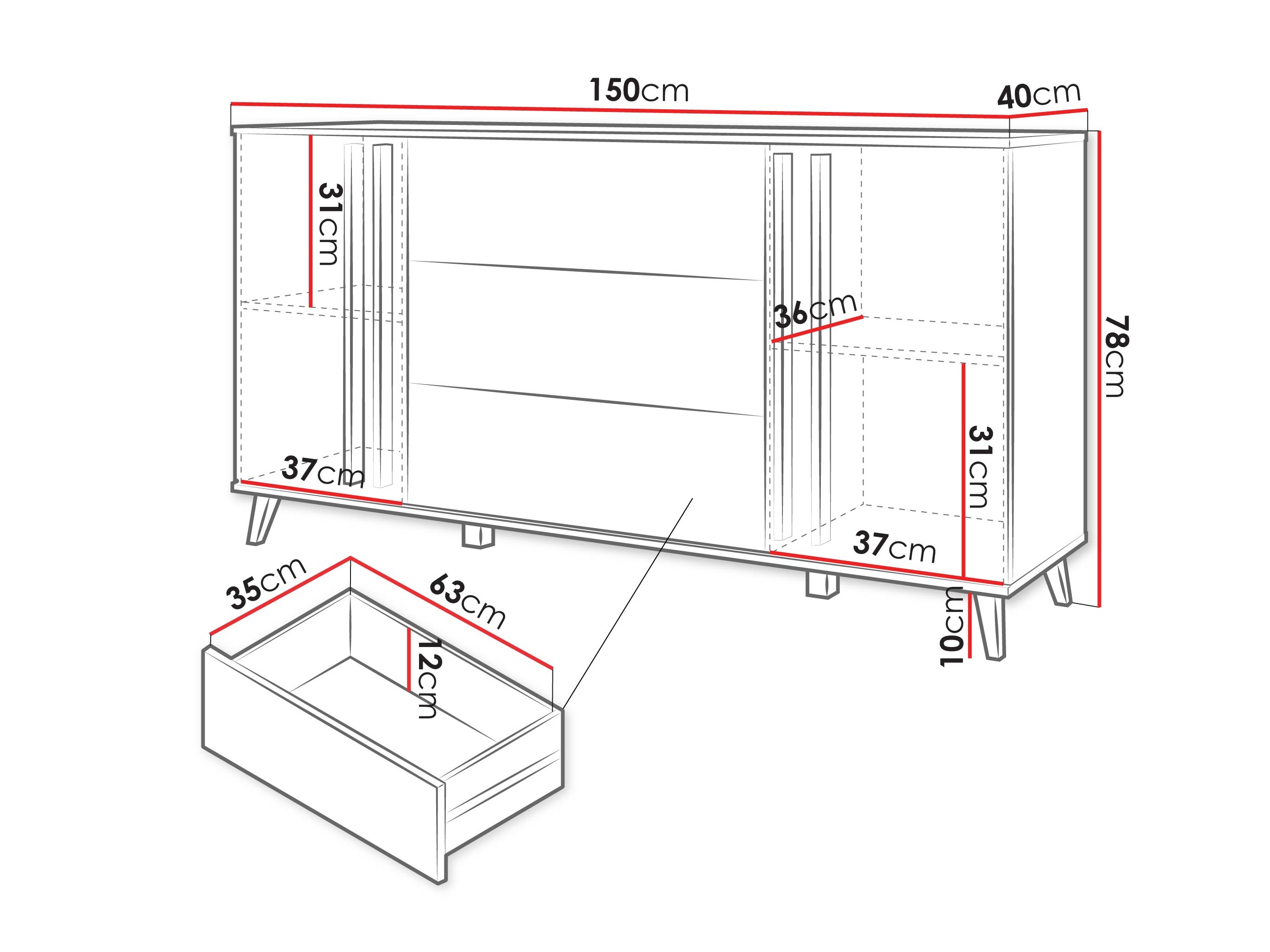 Cómoda Facetor (Carvalho Artisan + Grafite)