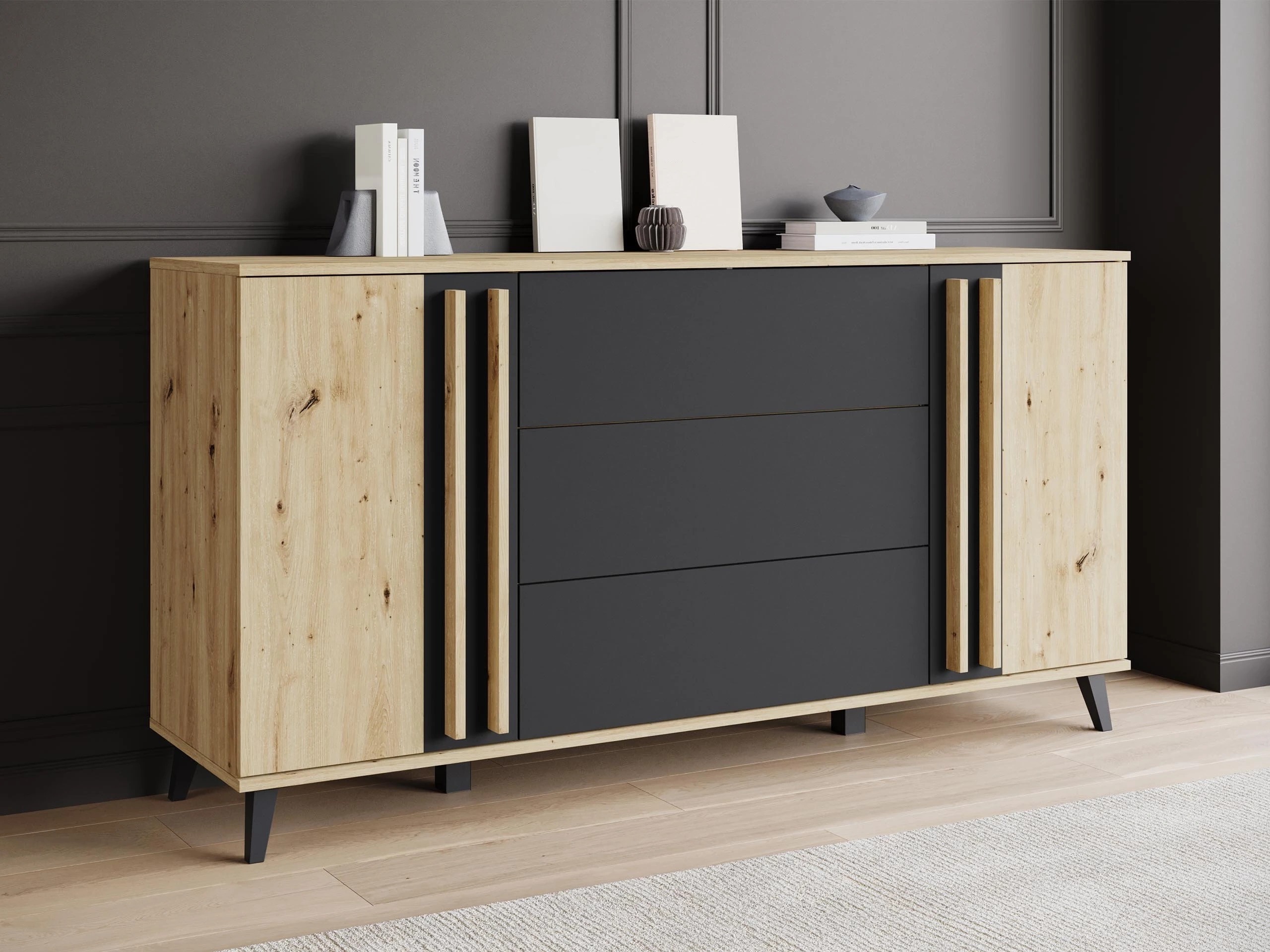 Cómoda Facetor (Carvalho Artisan + Grafite)