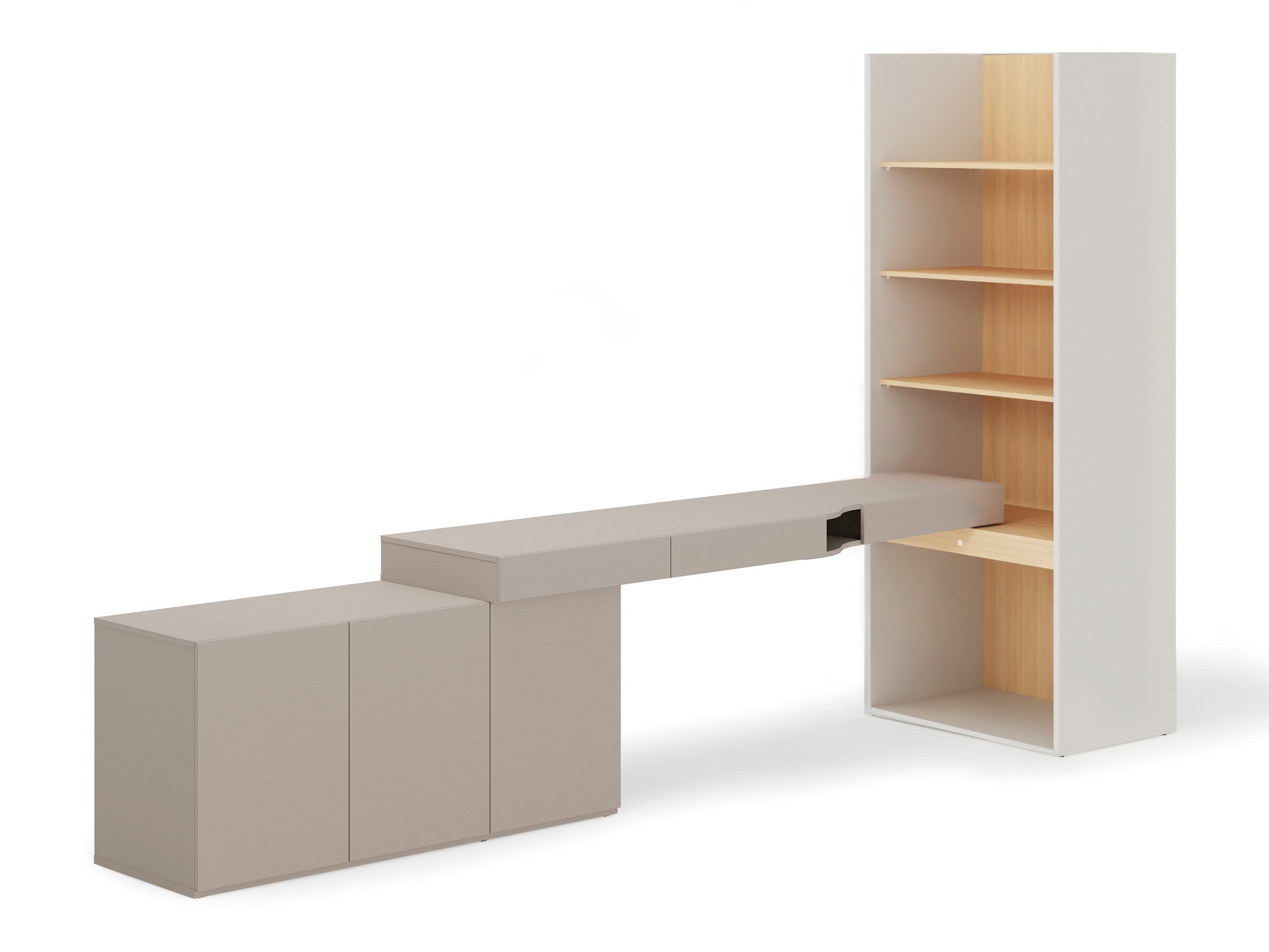 Conjunto para escritório em casa Evareve 118 (Cinzento + Carvalho)