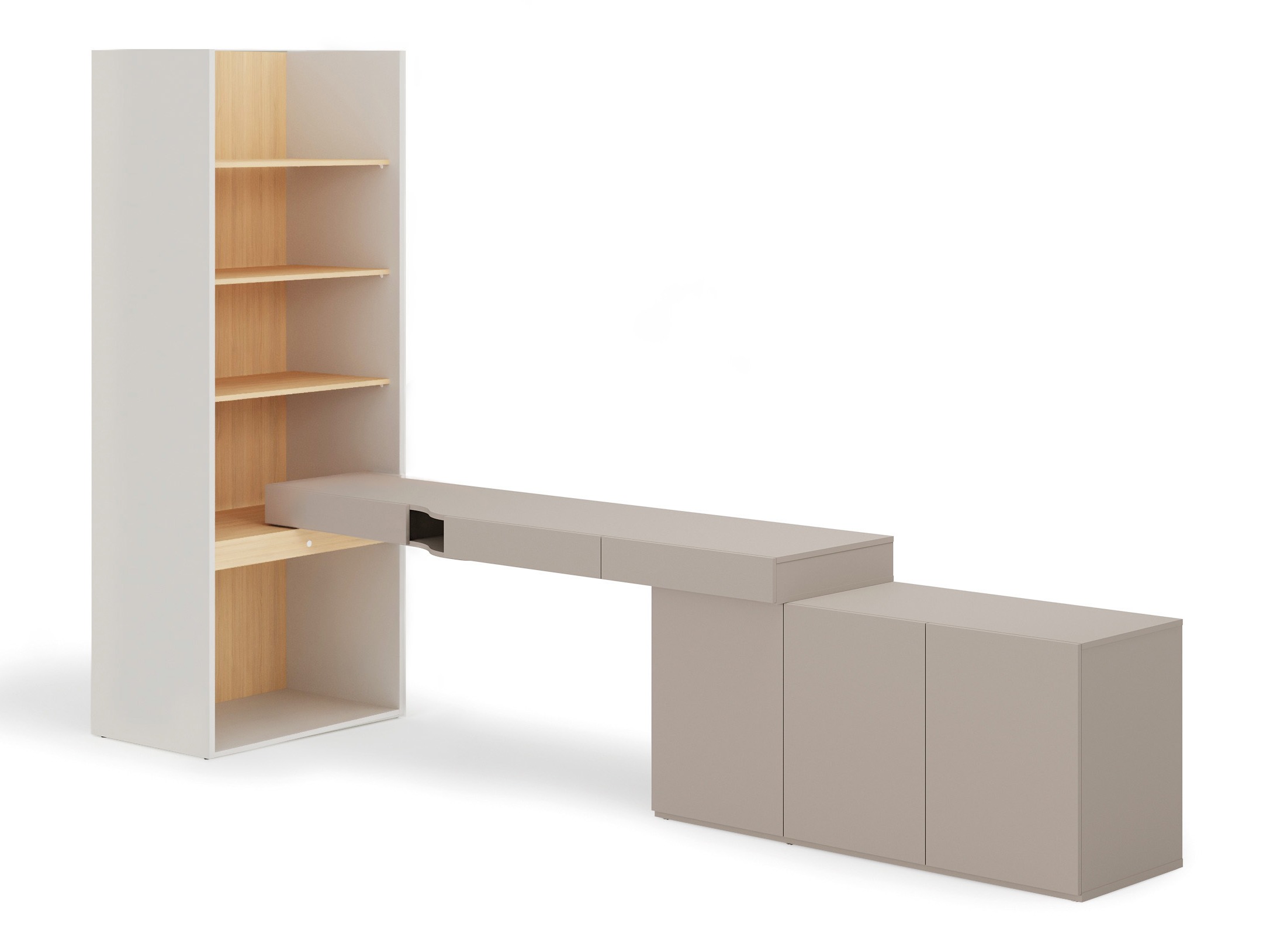 Conjunto para escritório em casa Evareve 118 (Cinzento + Carvalho)