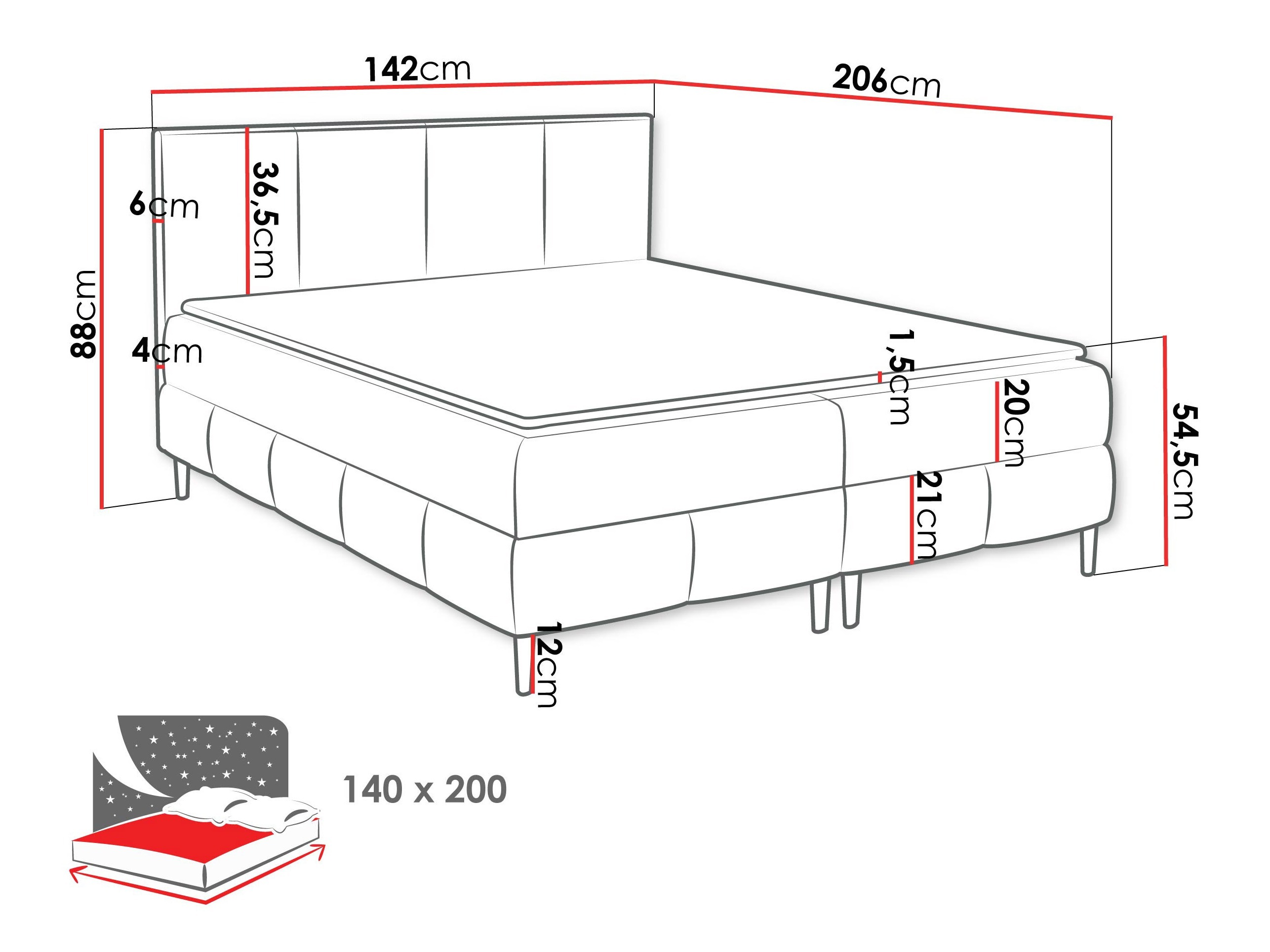 Cama continental Rivus I (Coral 15)