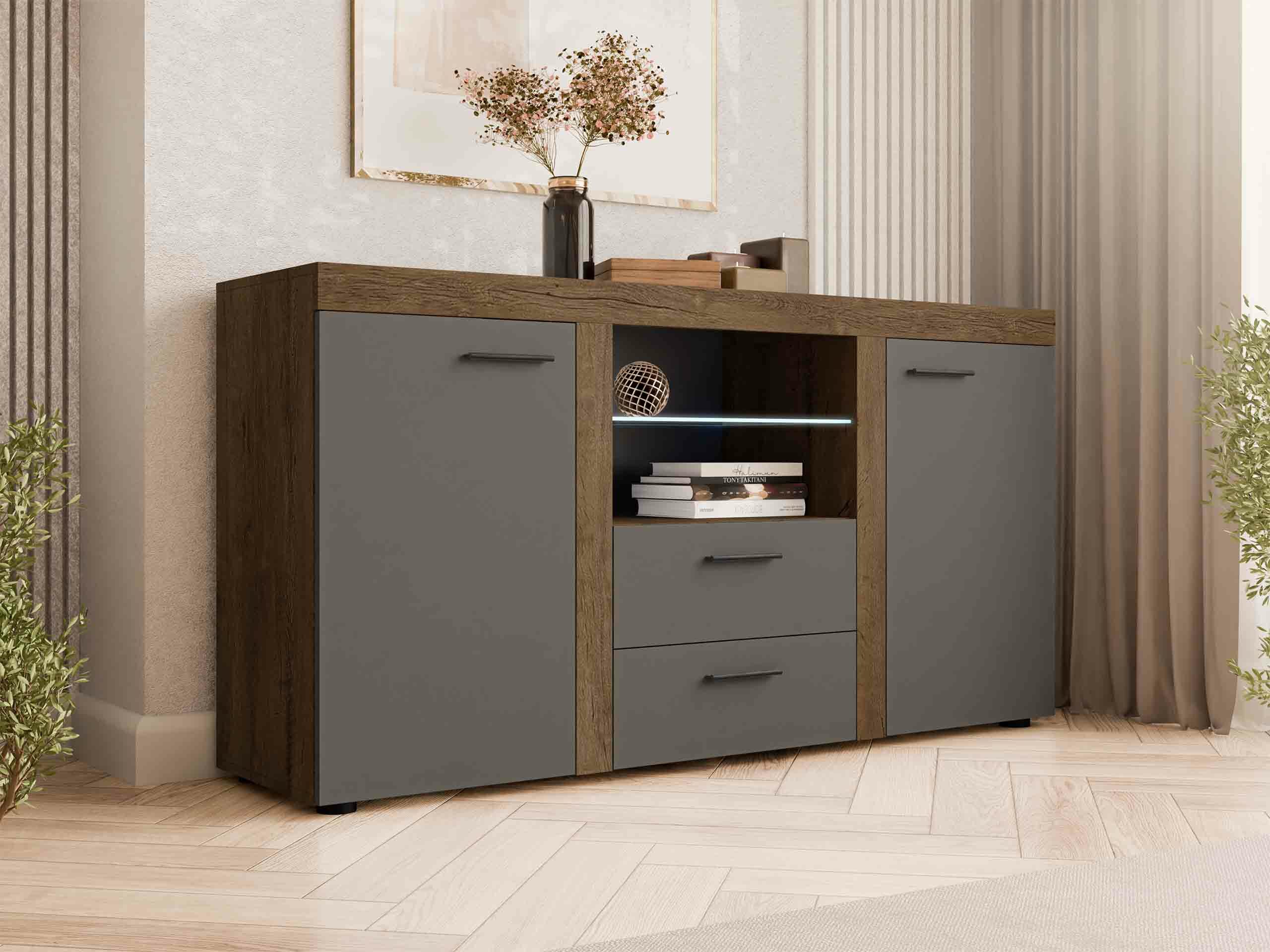 Cómoda Tucson 104 (Carvalho lefkas + Grafite)