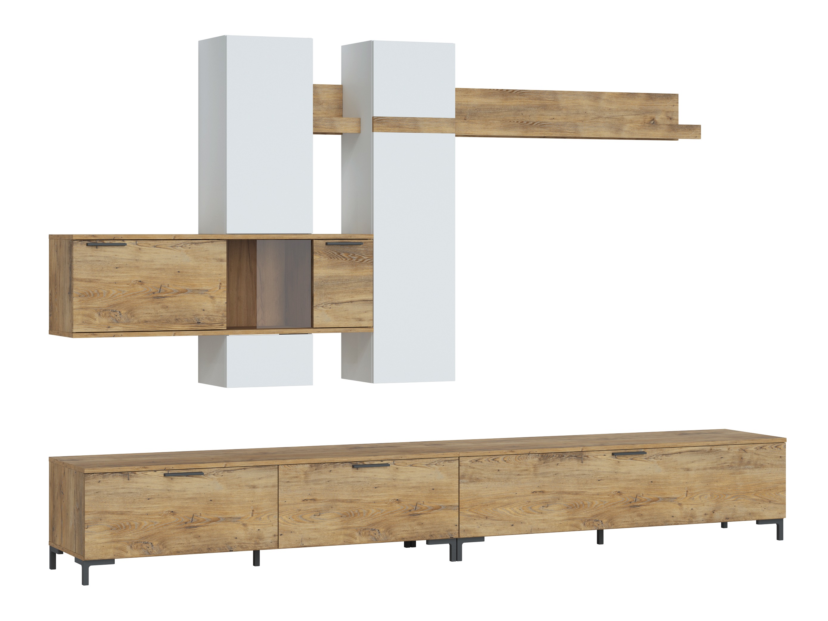 Conjunto para sala de estar Salnola 105 (Branco + Castanha)