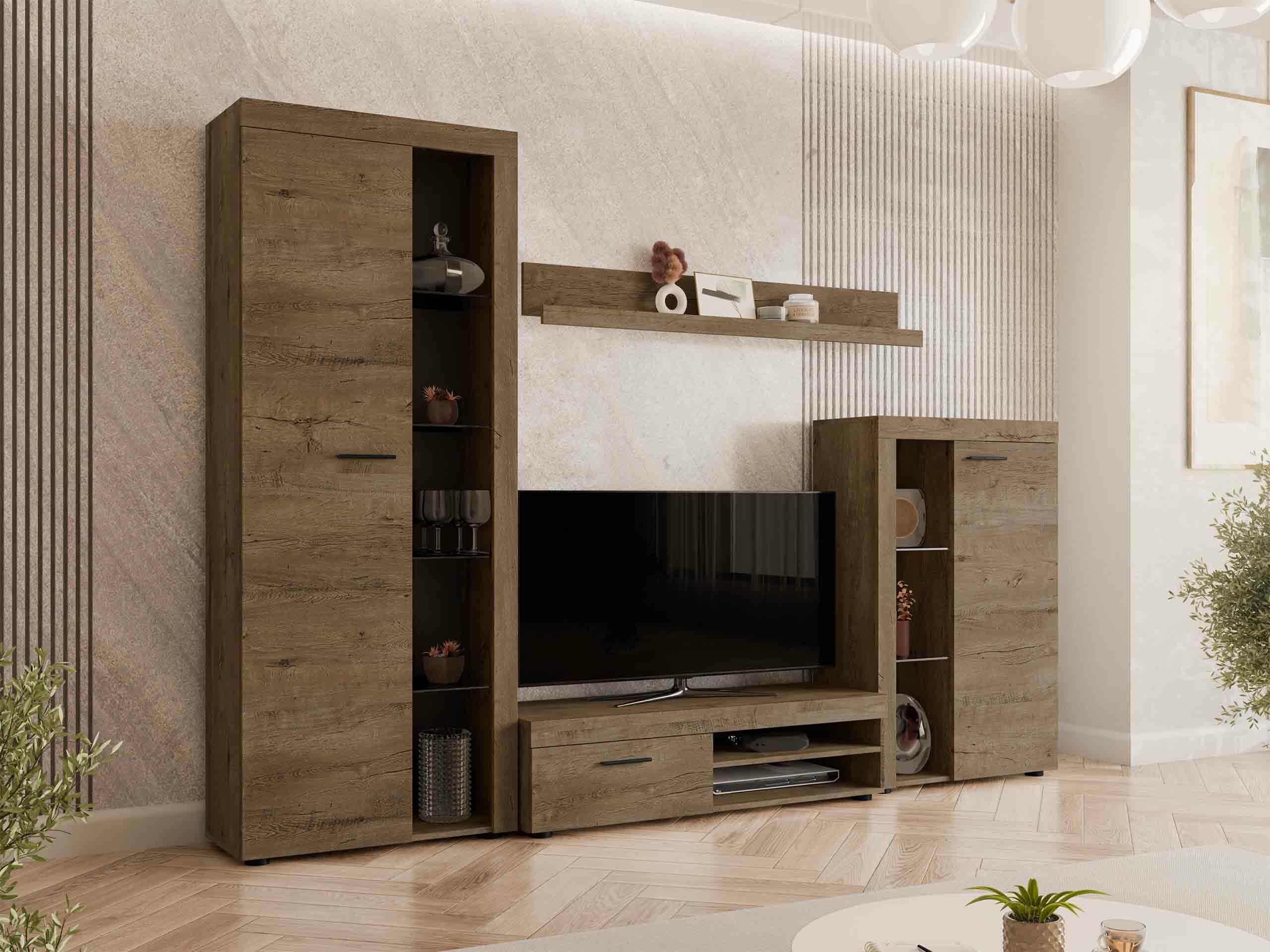 Conjunto para sala de estar Univio (Carvalho lefkas)