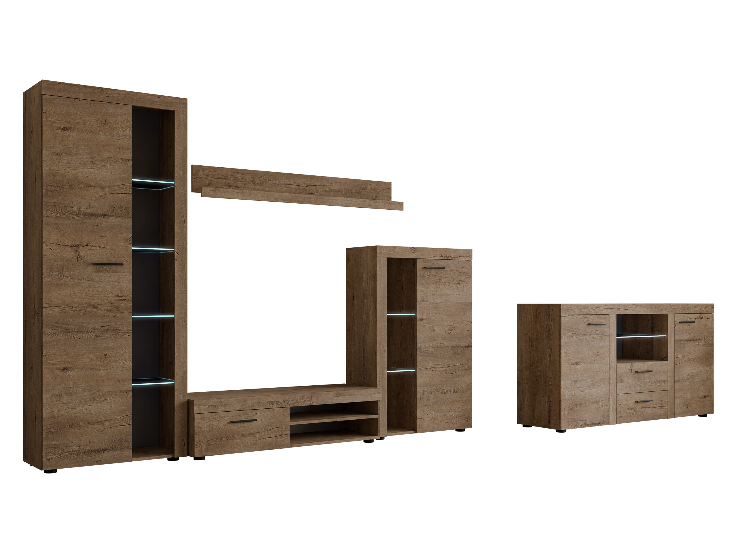 Conjunto para sala de estar Univio I (Carvalho lefkas)