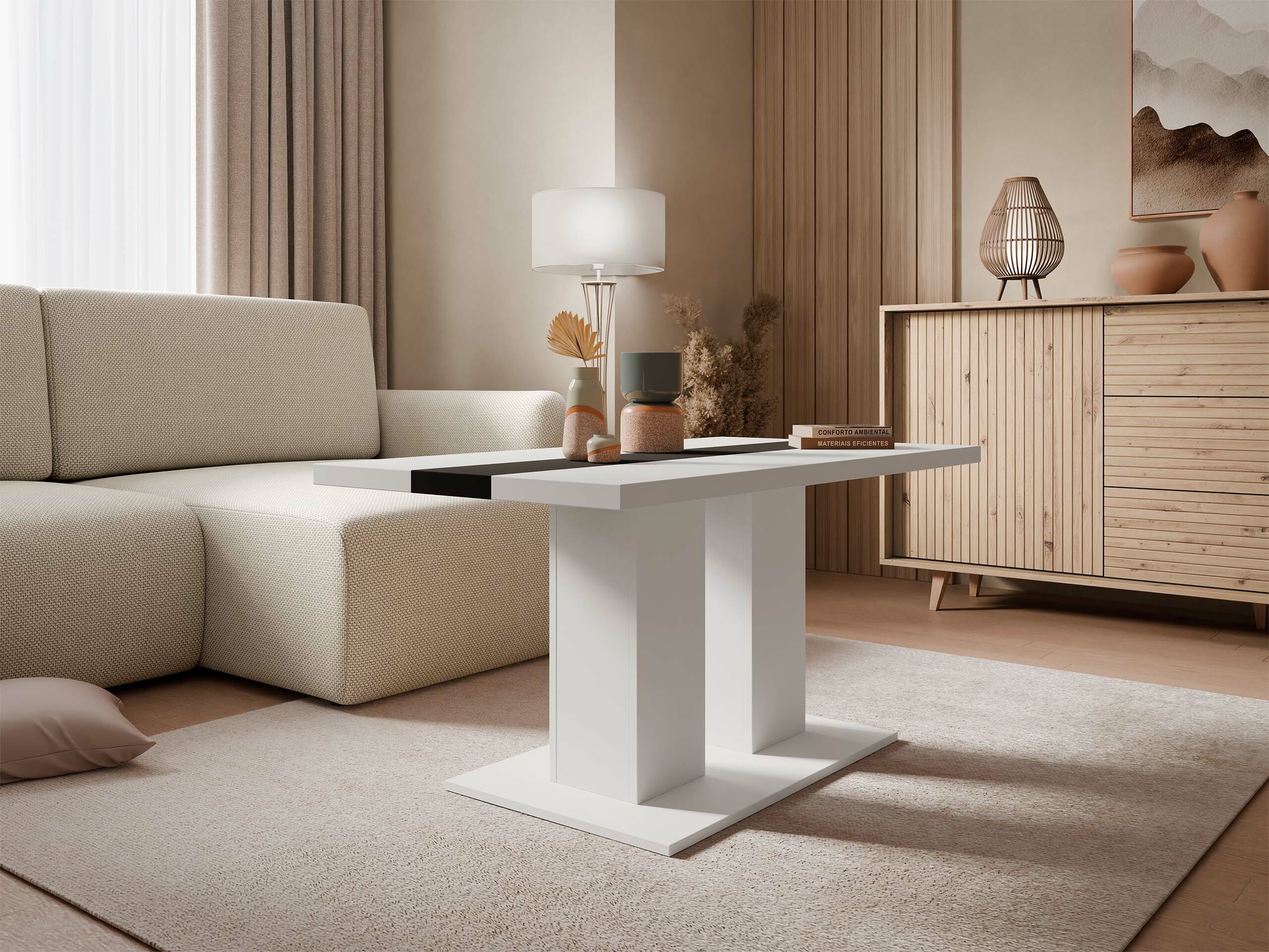 Mesa de centro Tucson 147 (Branco + Preto)