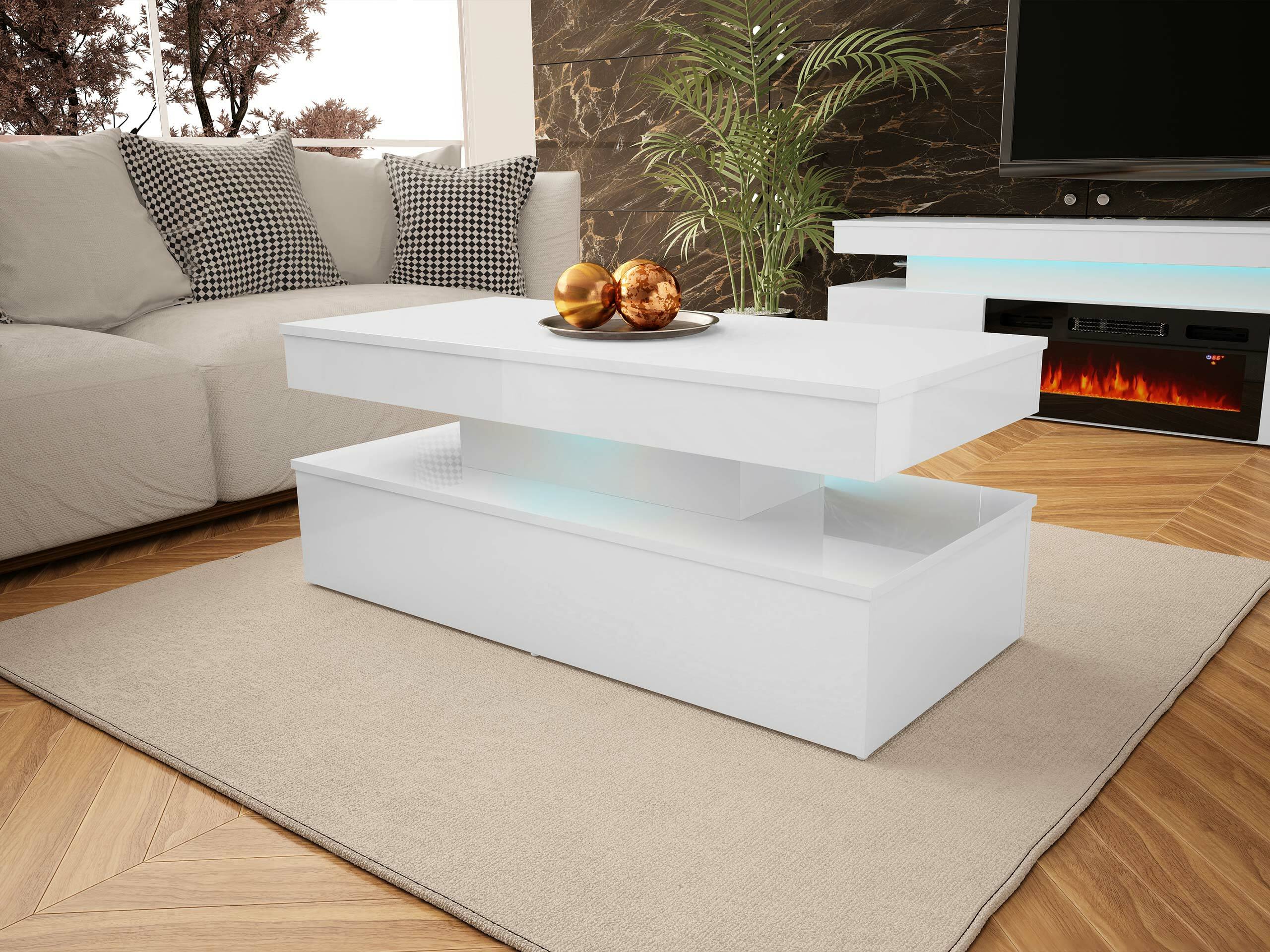 Mesa para revistas Monfero 100 (Branco + Branco brilhante)