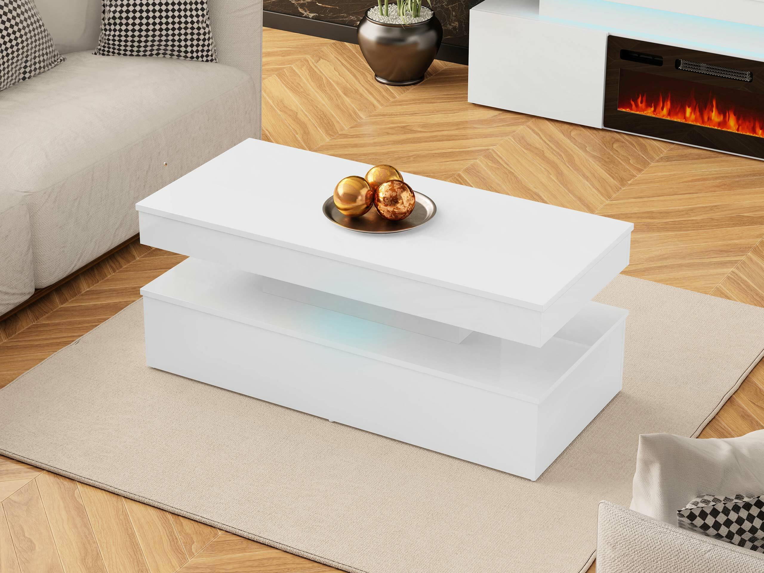 Mesa para revistas Monfero 100 (Branco + Branco brilhante)